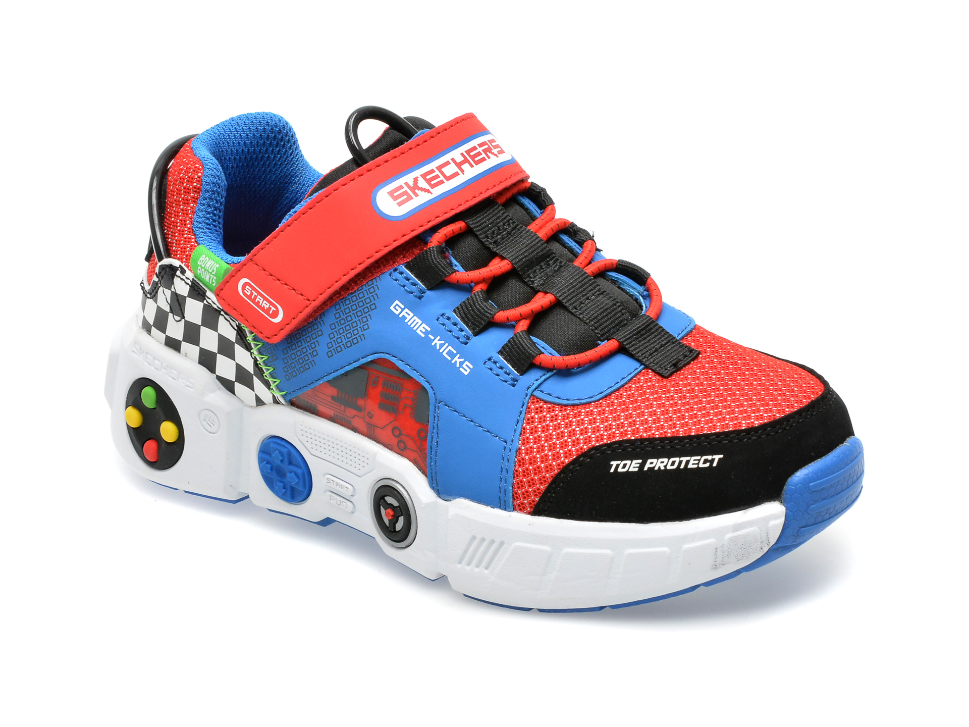 Pantofi sport SKECHERS rosii, GAMETRONIX, din material textil si piele ecologica BAIETI 2023-09-28