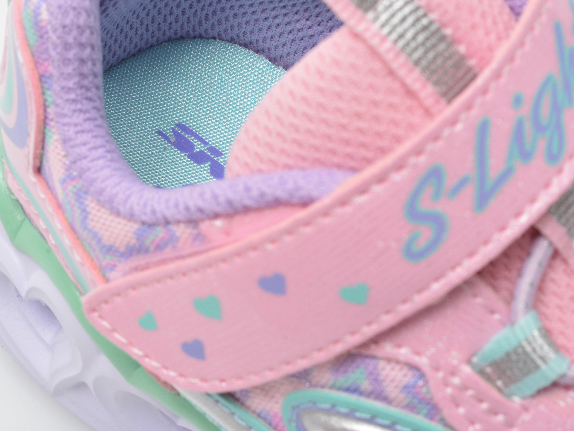 Pantofi sport SKECHERS roz, HEART LIGHTS, din material textil si piele ecologica - 3