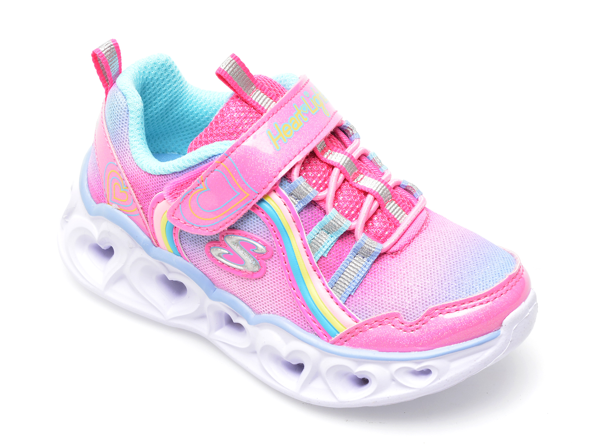 Pantofi sport SKECHERS roz, HEART LIGHTS, din material textil si piele ecologica /copii/incaltaminte imagine super redus 2022