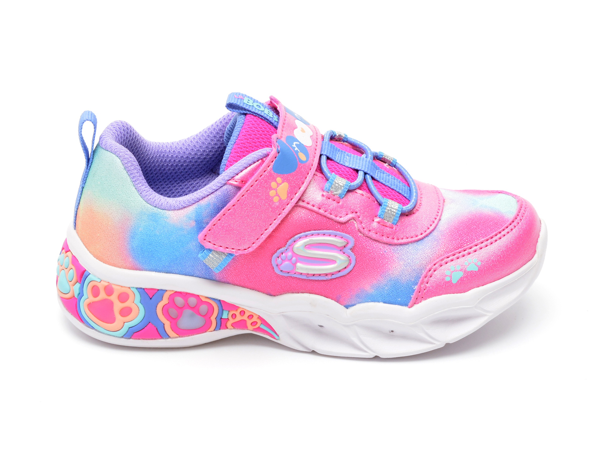 Pantofi sport SKECHERS roz, LIL BOBS, din piele ecologica - 1