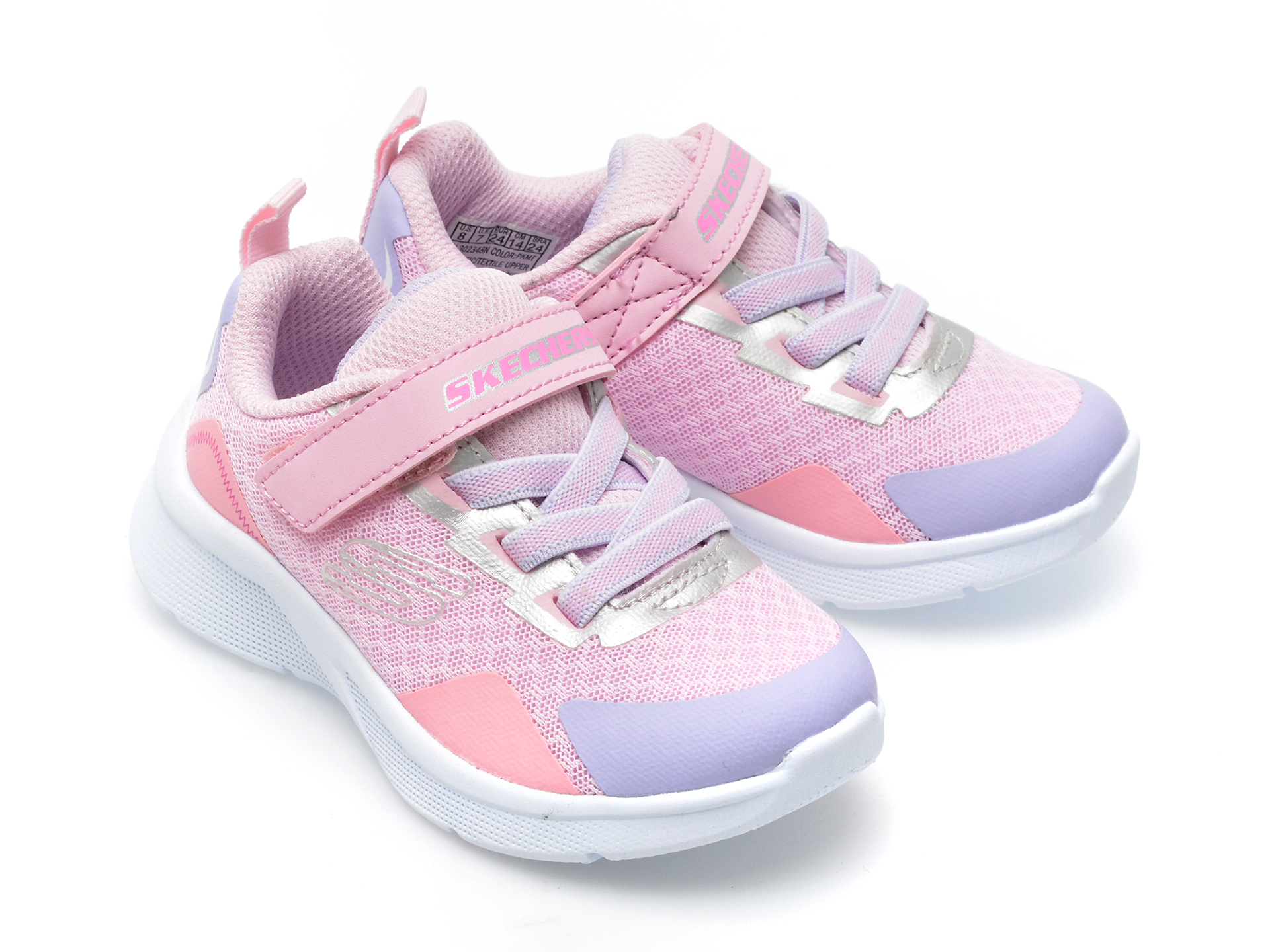 Pantofi sport SKECHERS roz, MICROSPEC, din material textil si piele ecologica - 4