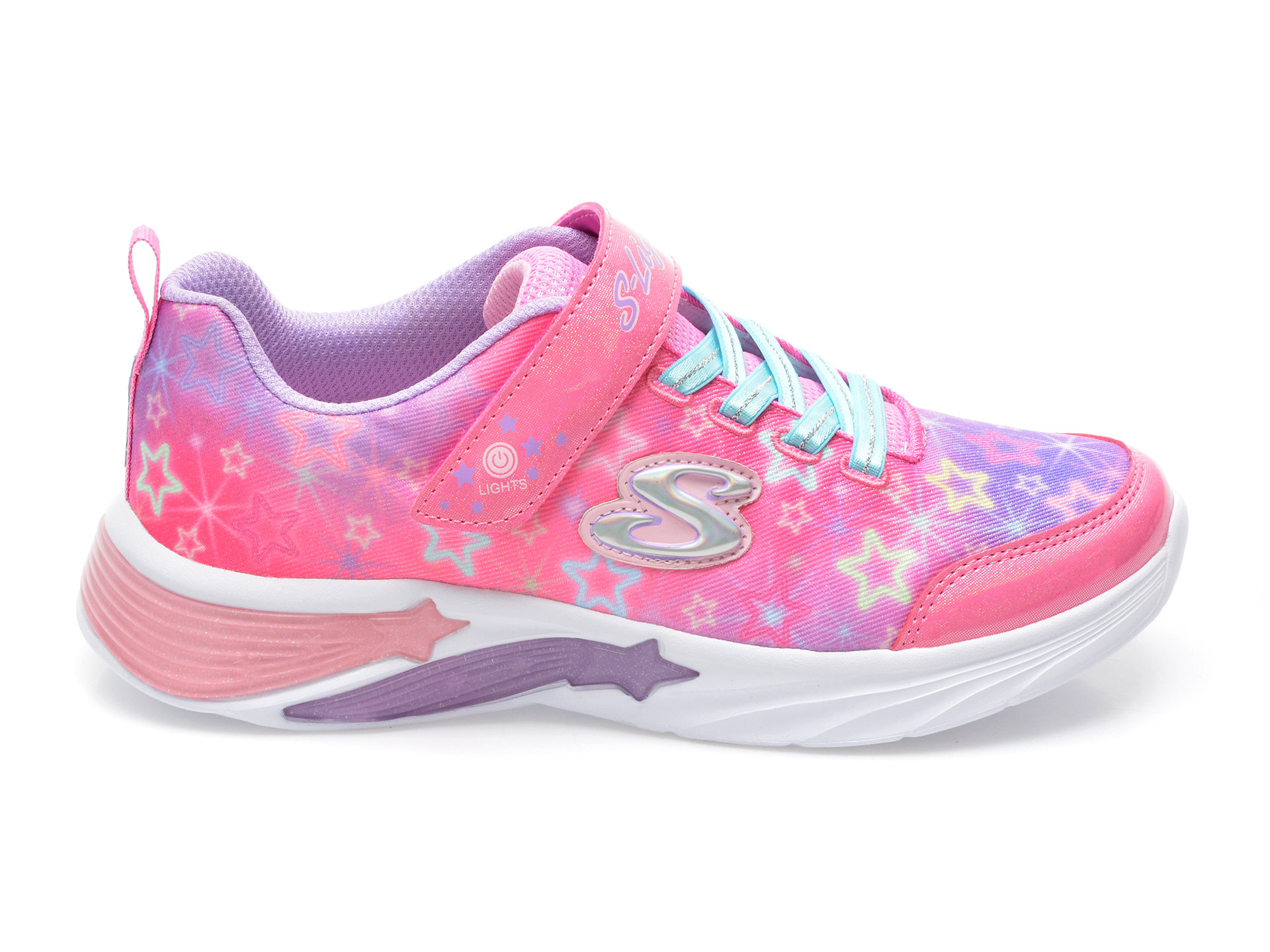 Pantofi sport SKECHERS roz, STAR SPARKS, din piele ecologica - 1