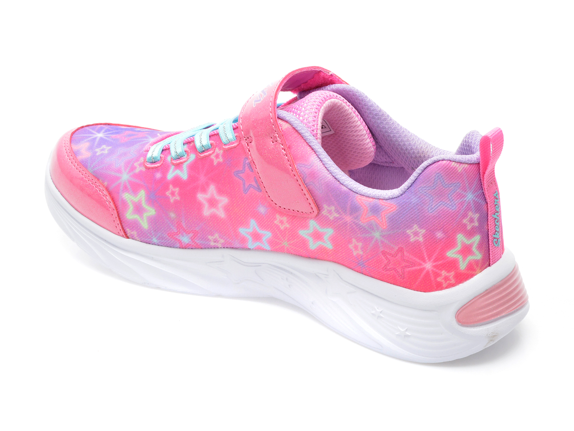 Pantofi sport SKECHERS roz, STAR SPARKS, din piele ecologica - 5