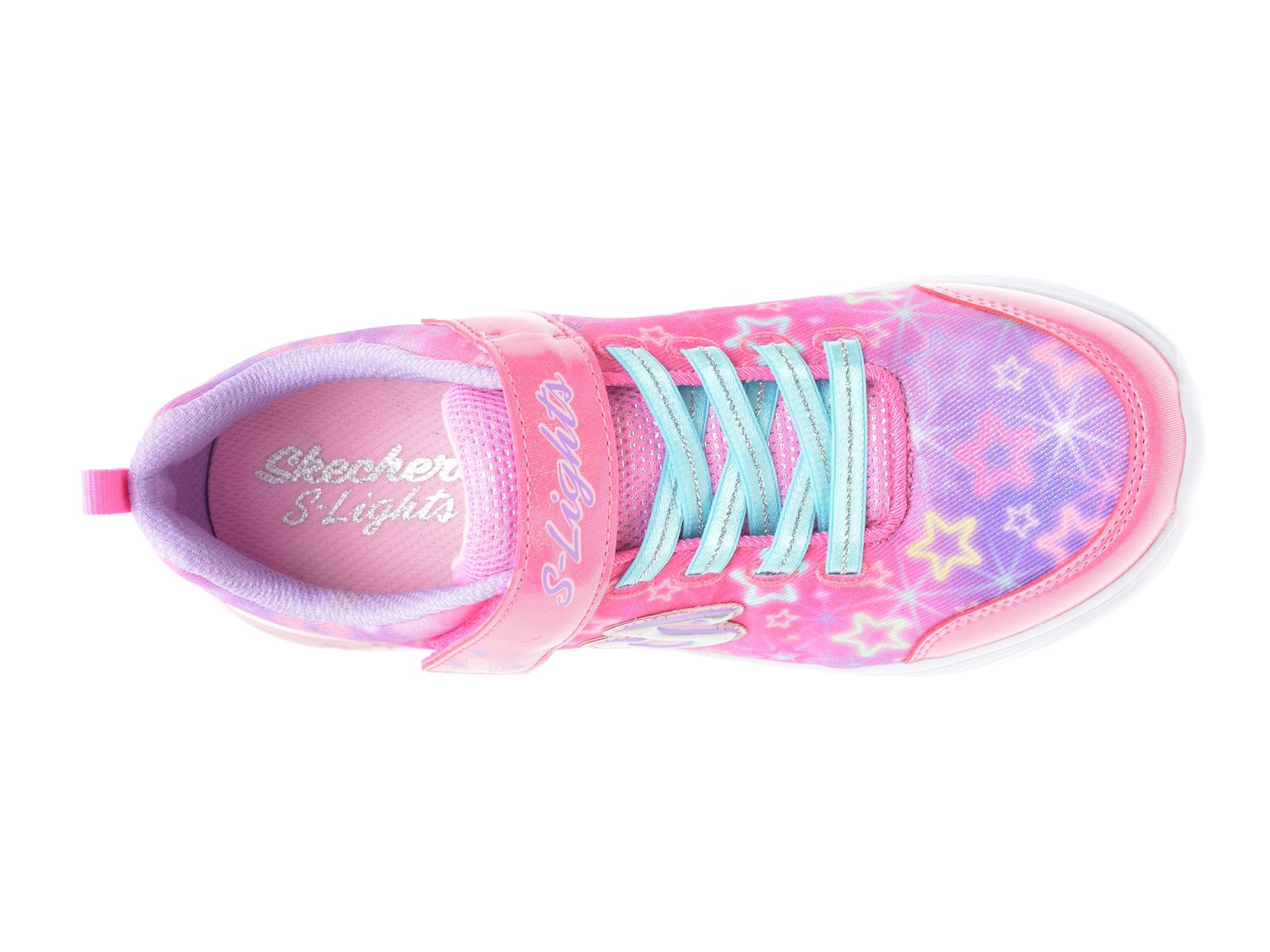 Pantofi sport SKECHERS roz, STAR SPARKS, din piele ecologica - 6