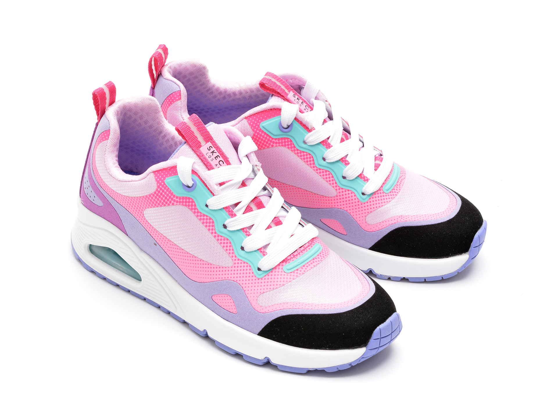 Pantofi sport SKECHERS roz, UNO, din material textil si piele ecologica - 4