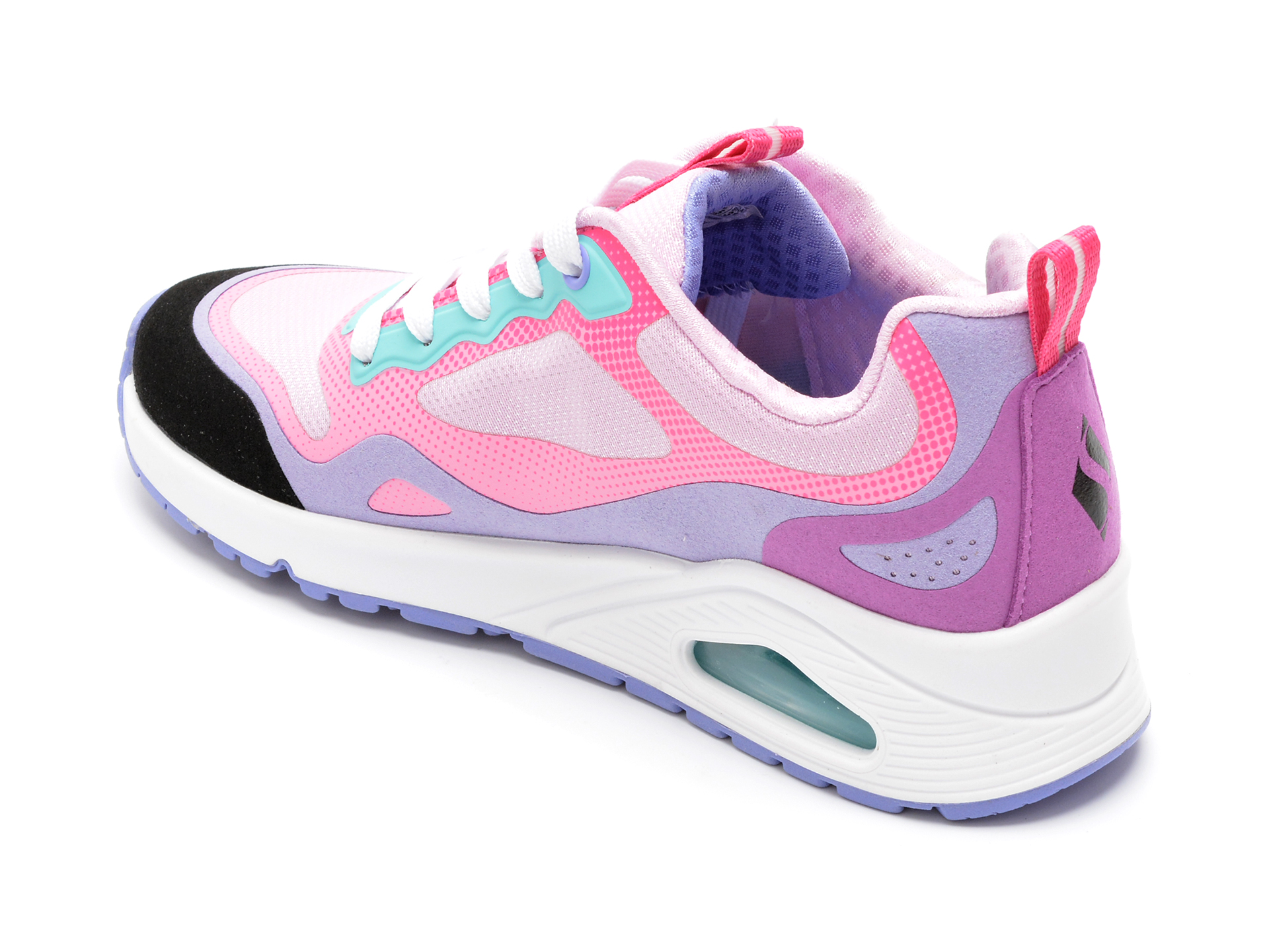 Pantofi sport SKECHERS roz, UNO, din material textil si piele ecologica - 5