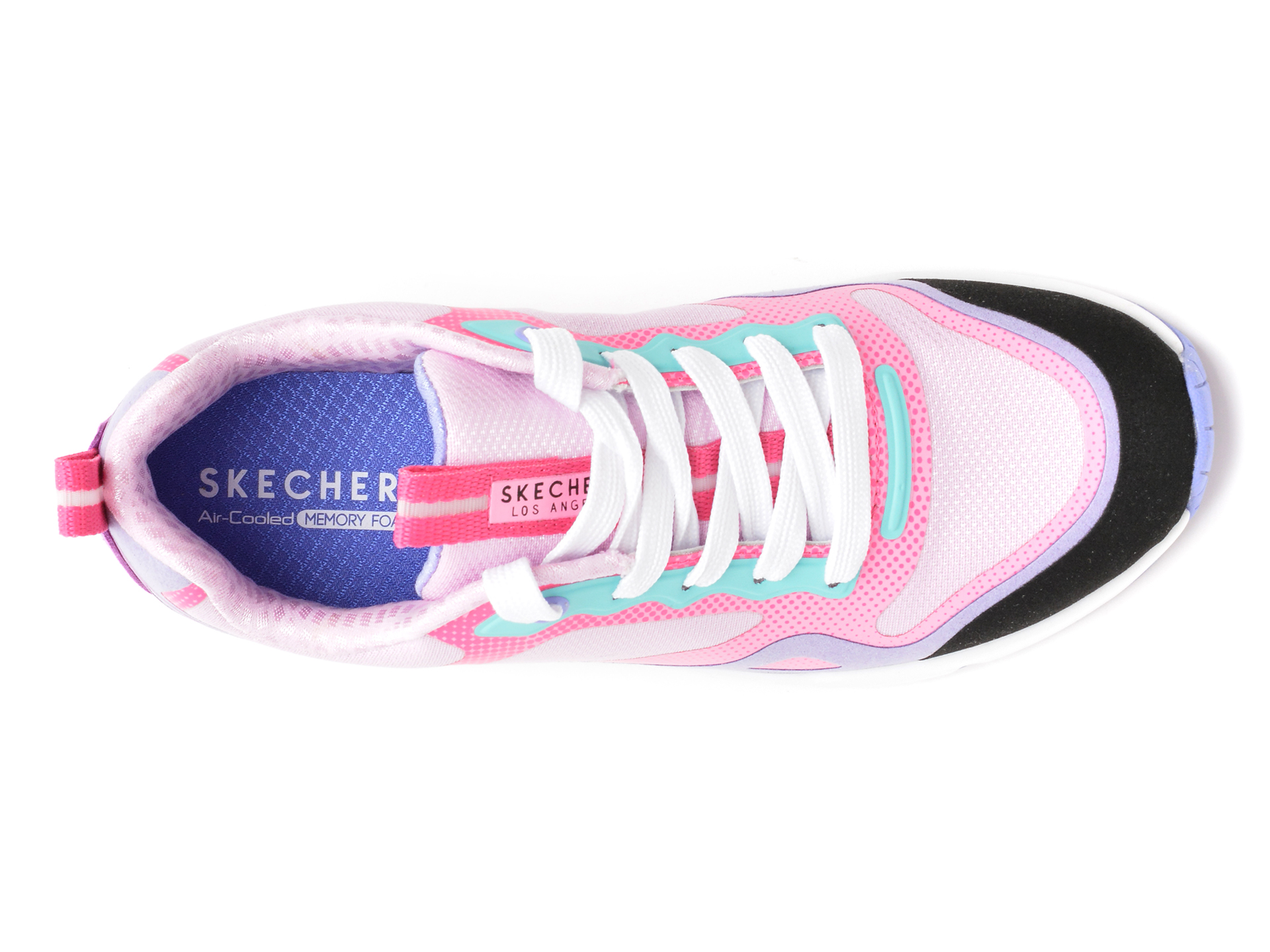 Pantofi sport SKECHERS roz, UNO, din material textil si piele ecologica - 6