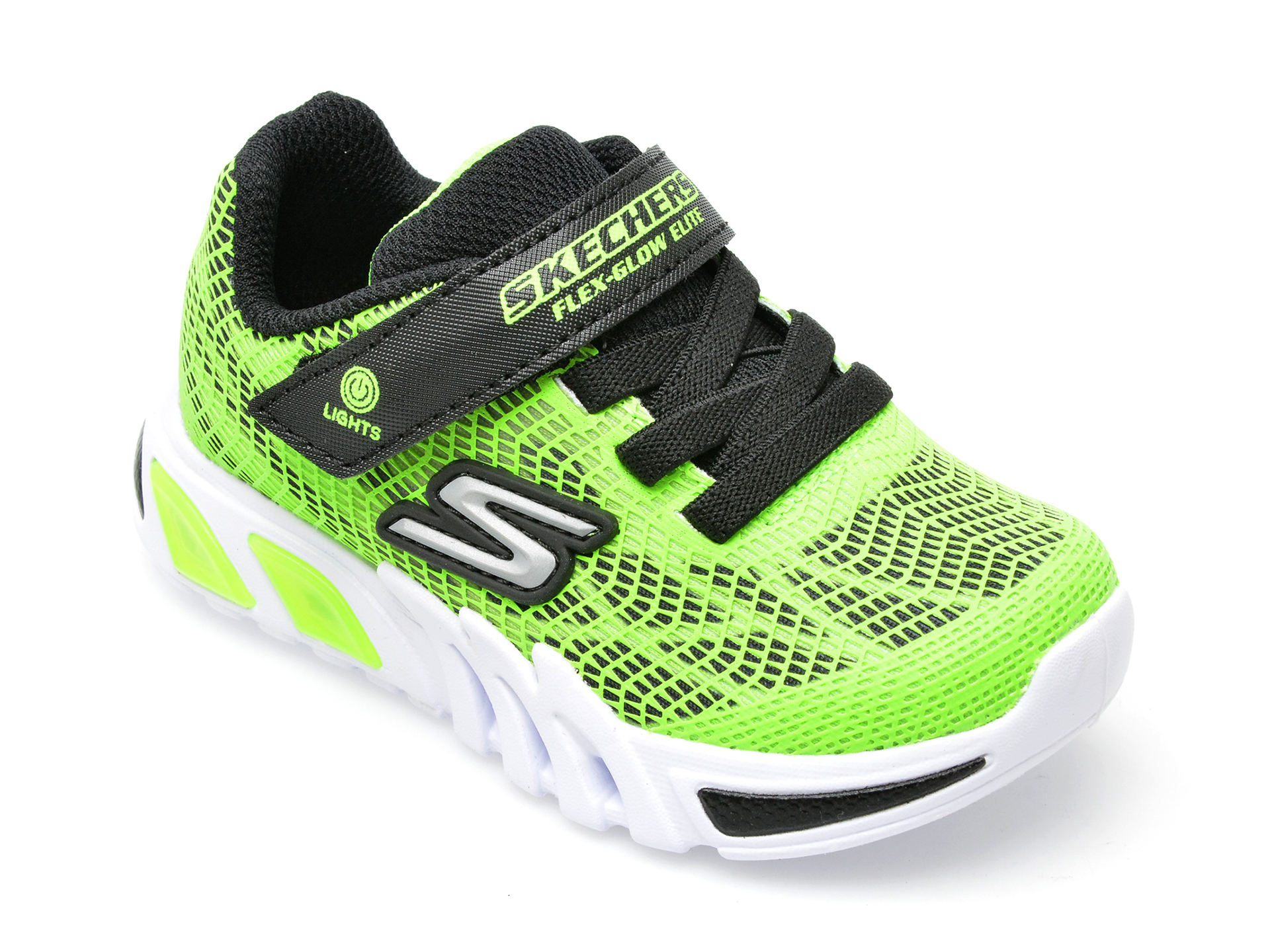 Pantofi sport SKECHERS verzi, FLEX-GLOW ELITE, din piele ecologica /copii/incaltaminte