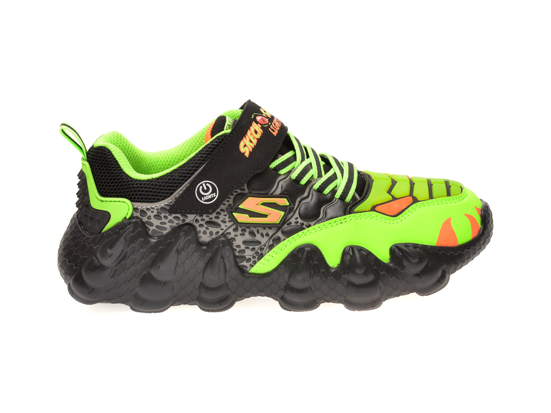Pantofi sport SKECHERS verzi, SKECH-O-SAURUS LIGHTS, din piele ecologica - 1