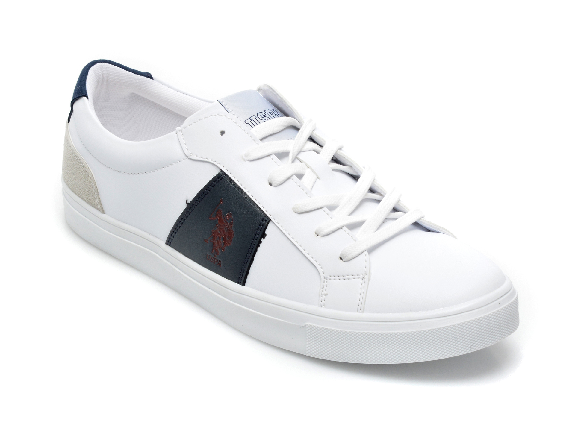 Pantofi sport US POLO ASSN albi, ALEN1FX, din piele ecologica otter.ro