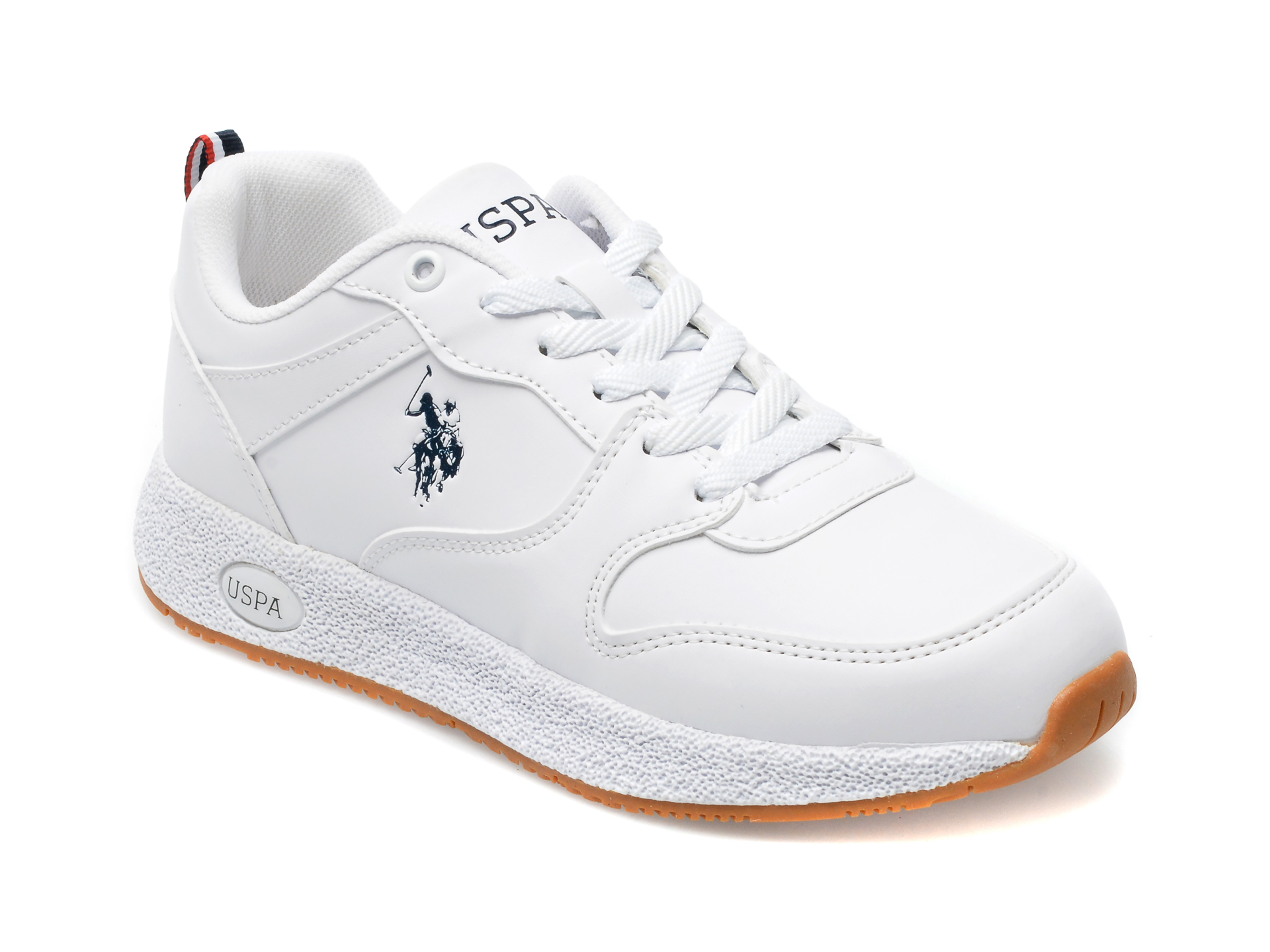 Pantofi sport US POLO ASSN albi, ANGWM2P, din piele ecologica