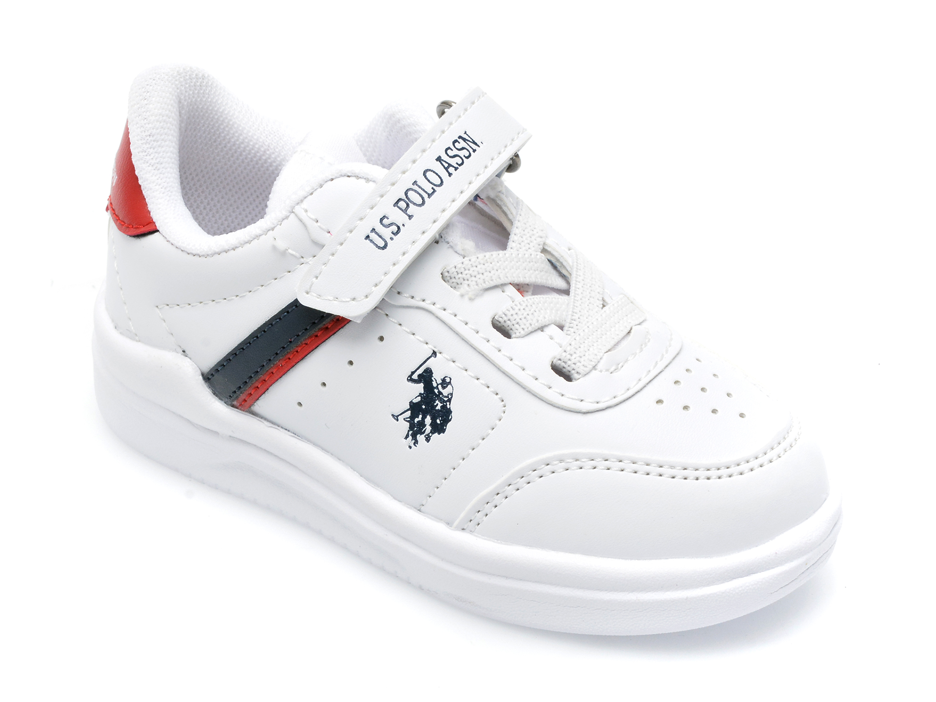 Pantofi sport US POLO ASSN albi, BERJR2P, din piele ecologica