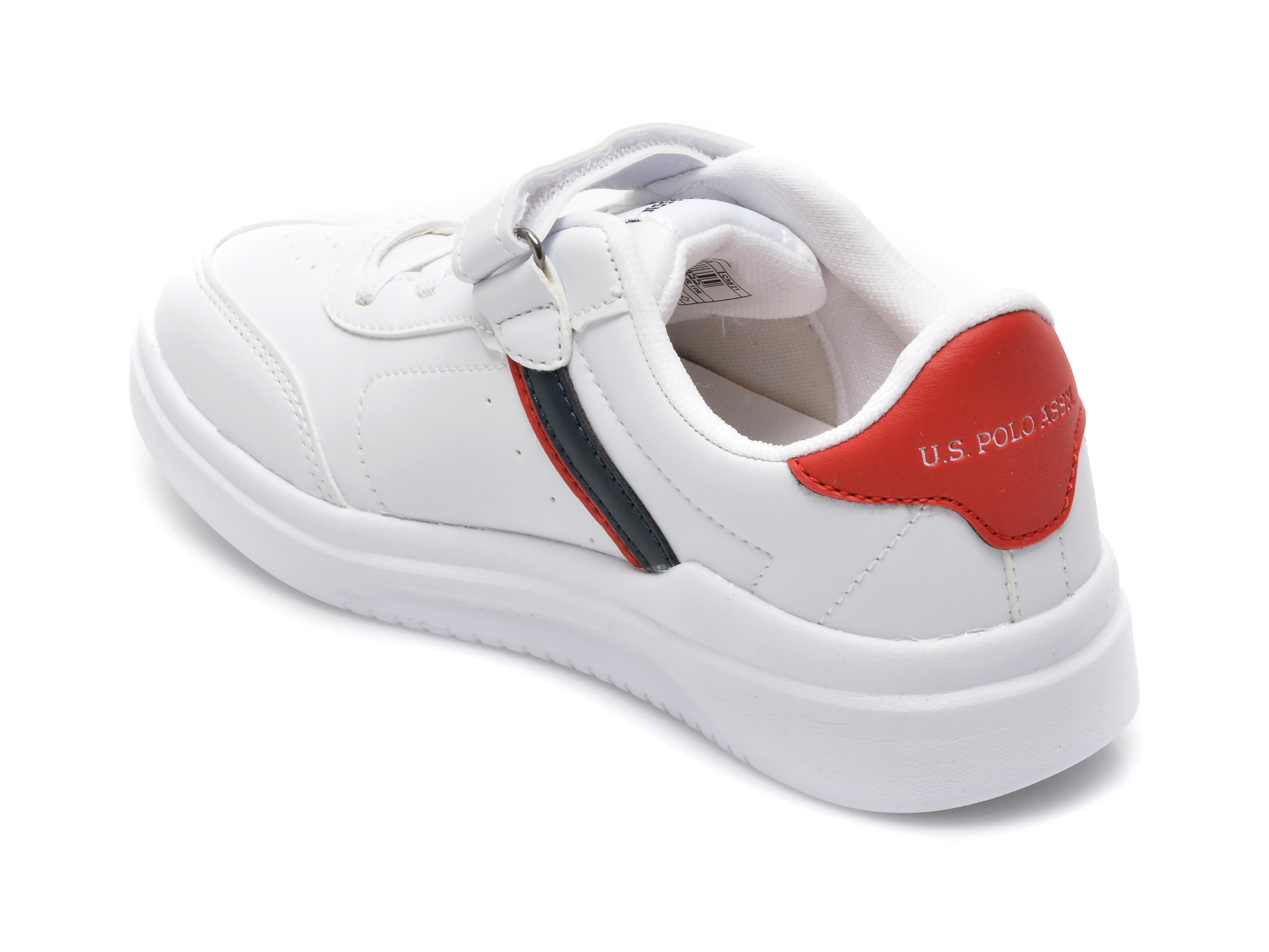 Pantofi sport US POLO ASSN albi, BERKELEY JR, din piele ecologica - 5