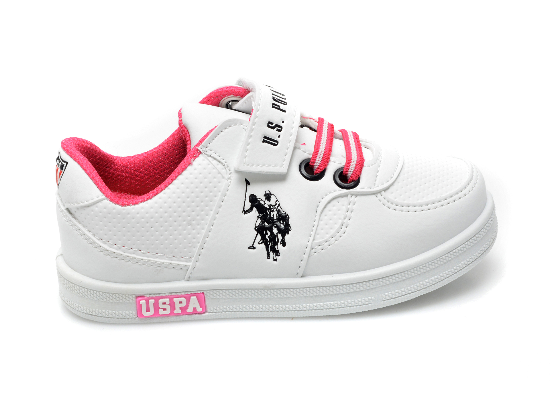 Pantofi sport US POLO ASSN albi, CAME1FX, din piele ecologica - 1