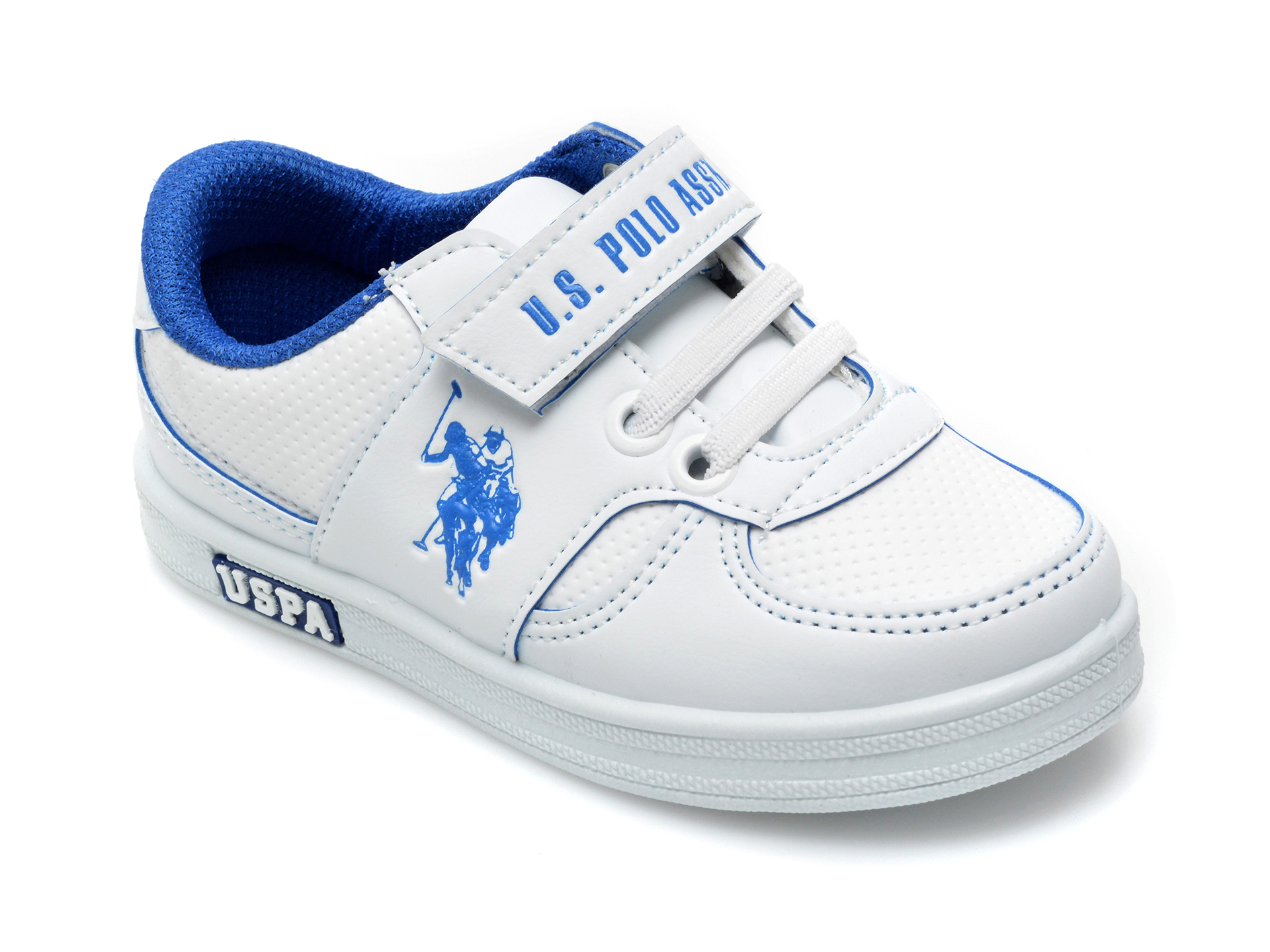 Pantofi sport US POLO ASSN albi, CAME1FX, din piele ecologica otter.ro