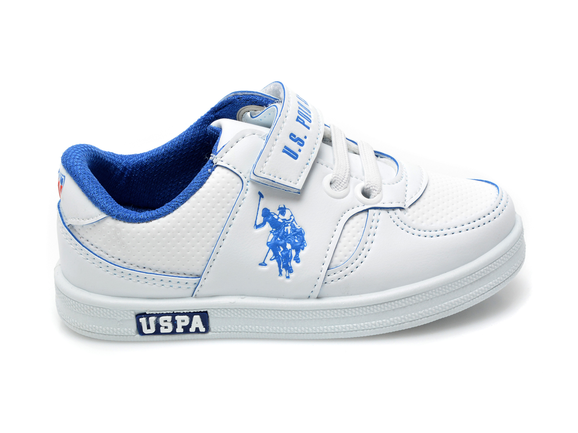 Pantofi sport US POLO ASSN albi, CAME1FX, din piele ecologica - 1