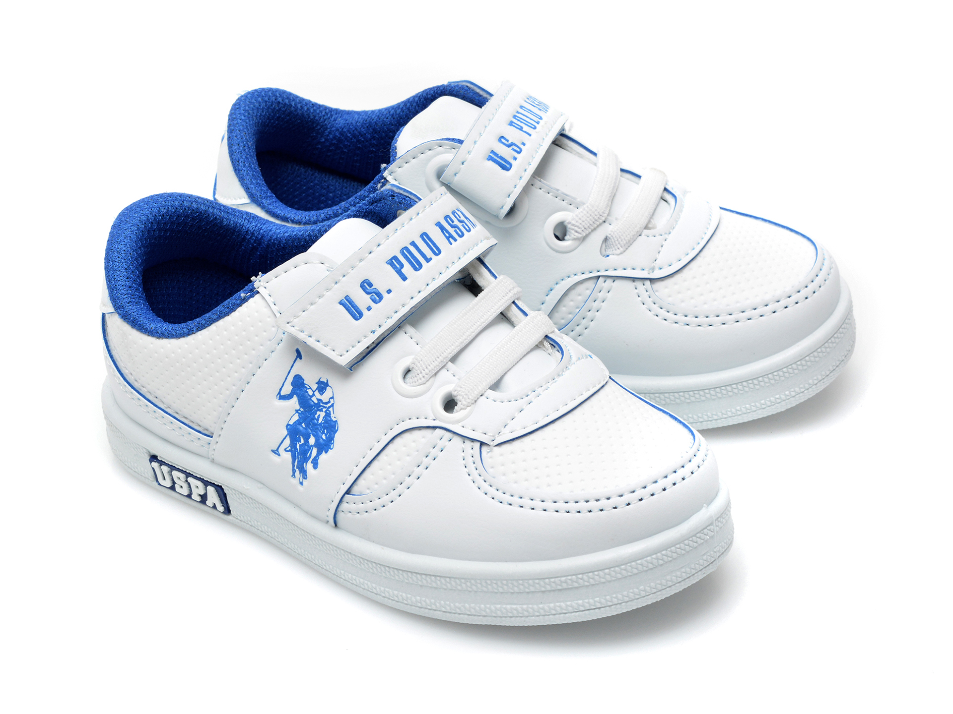 Pantofi sport US POLO ASSN albi, CAME1FX, din piele ecologica - 4