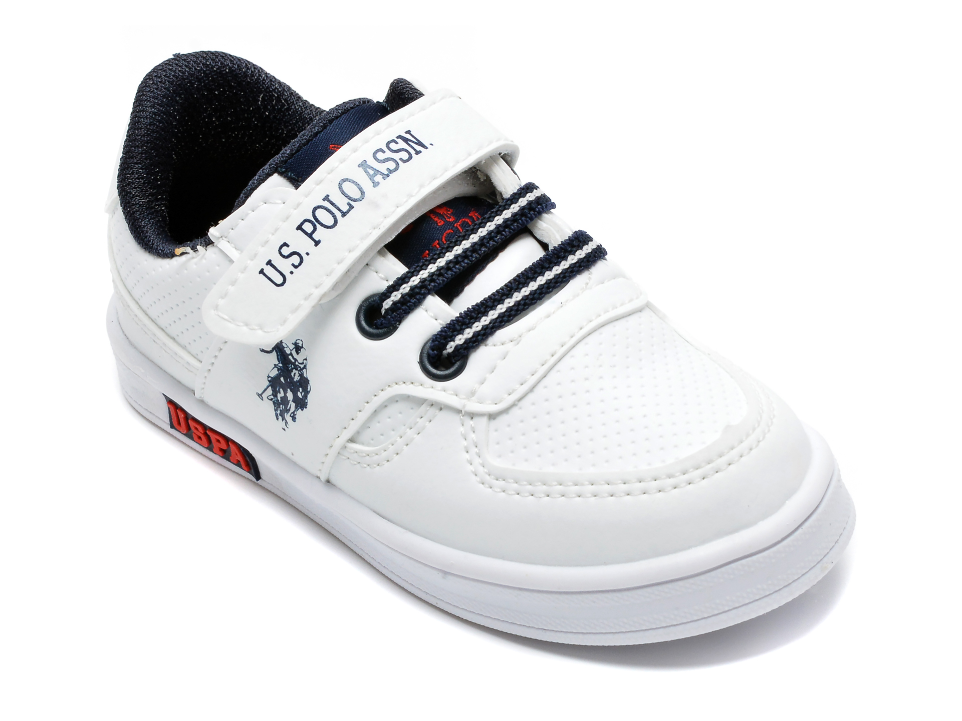 Pantofi sport US POLO ASSN albi, CAME2FX, din piele ecologica