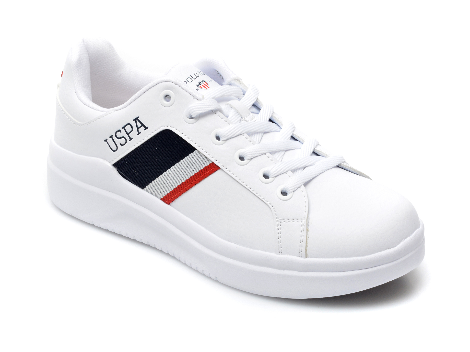 Pantofi sport US POLO ASSN albi, CAMWM1F, din piele ecologica otter.ro