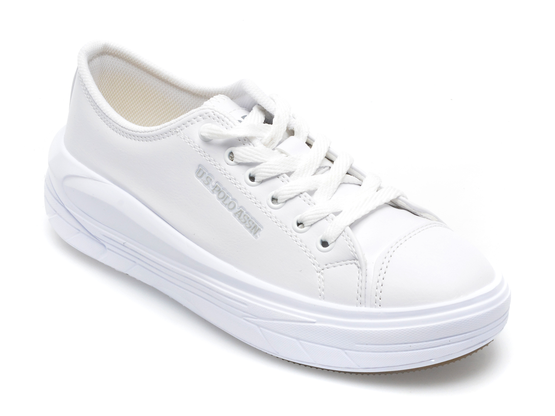 Pantofi sport US POLO ASSN albi, CLEPU2P, din piele ecologica /femei/pantofi imagine super redus 2022
