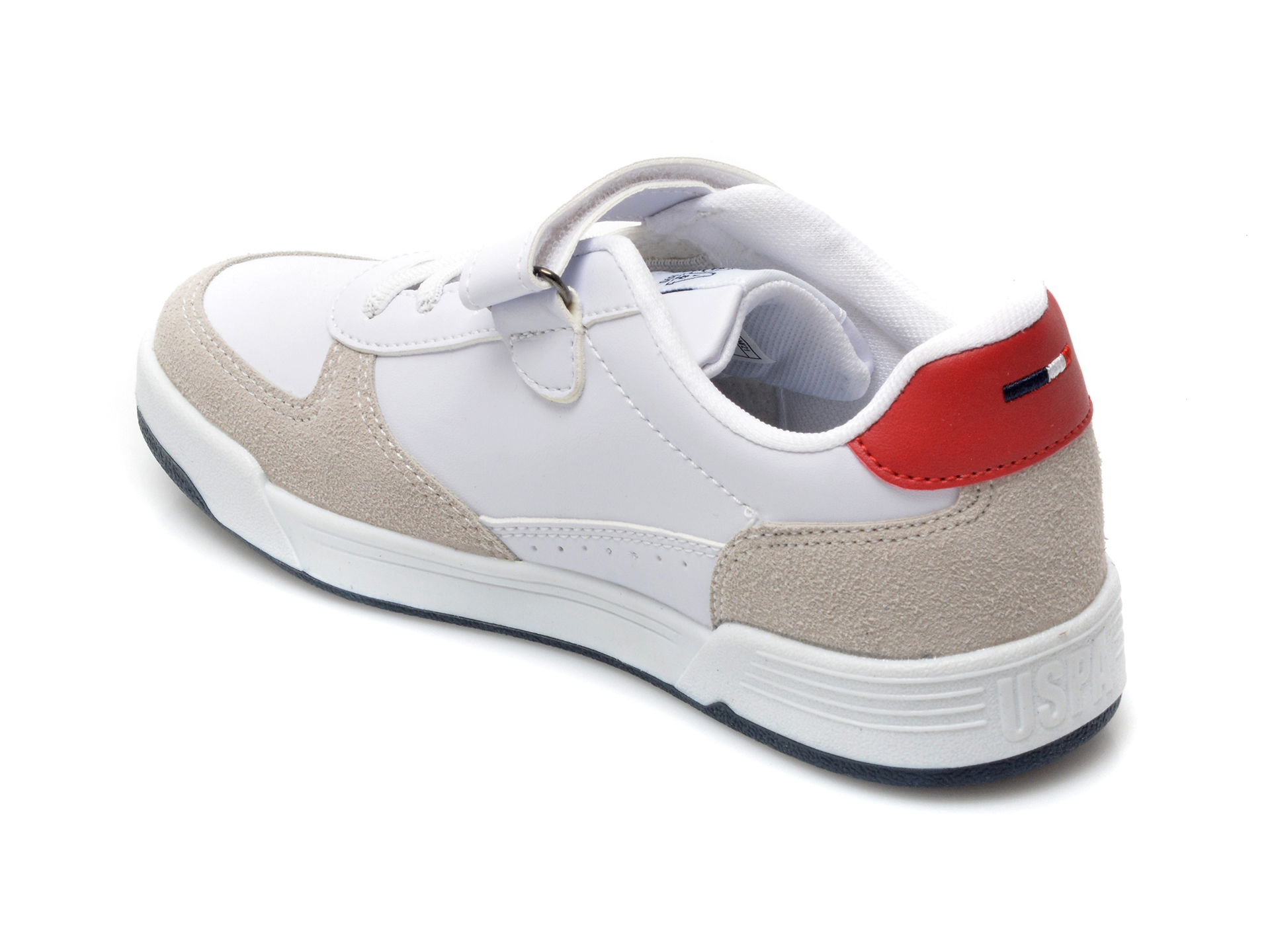 Pantofi sport US POLO ASSN albi, CLINEJR, din piele ecologica - 5