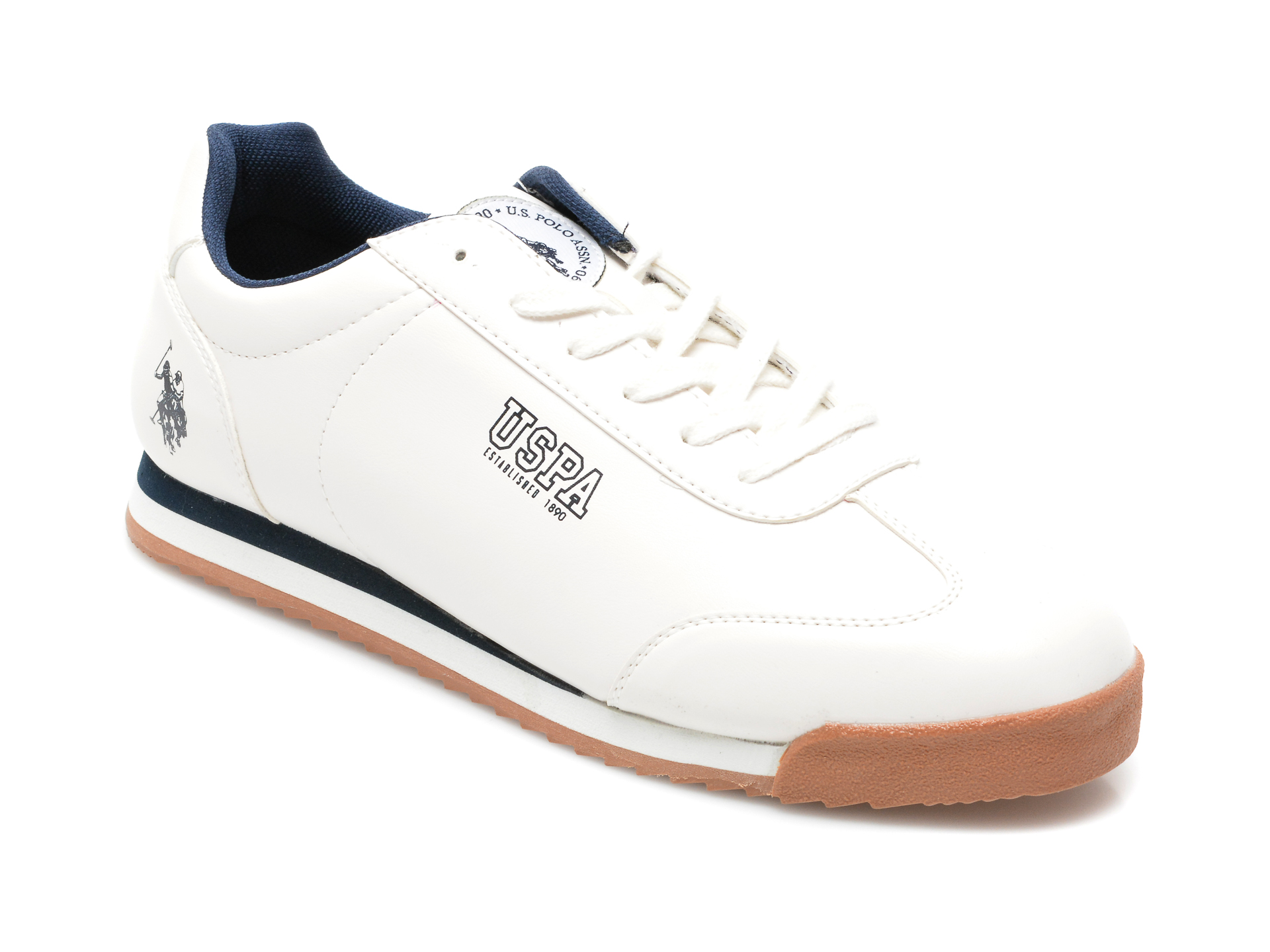 Pantofi sport US POLO ASSN albi, DEEP, din piele ecologica otter.ro