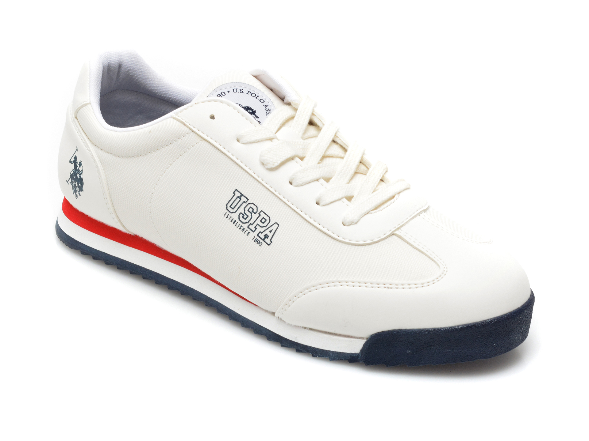 Pantofi sport US POLO ASSN albi, DEESM1F, din material textil si piele ecologica otter.ro