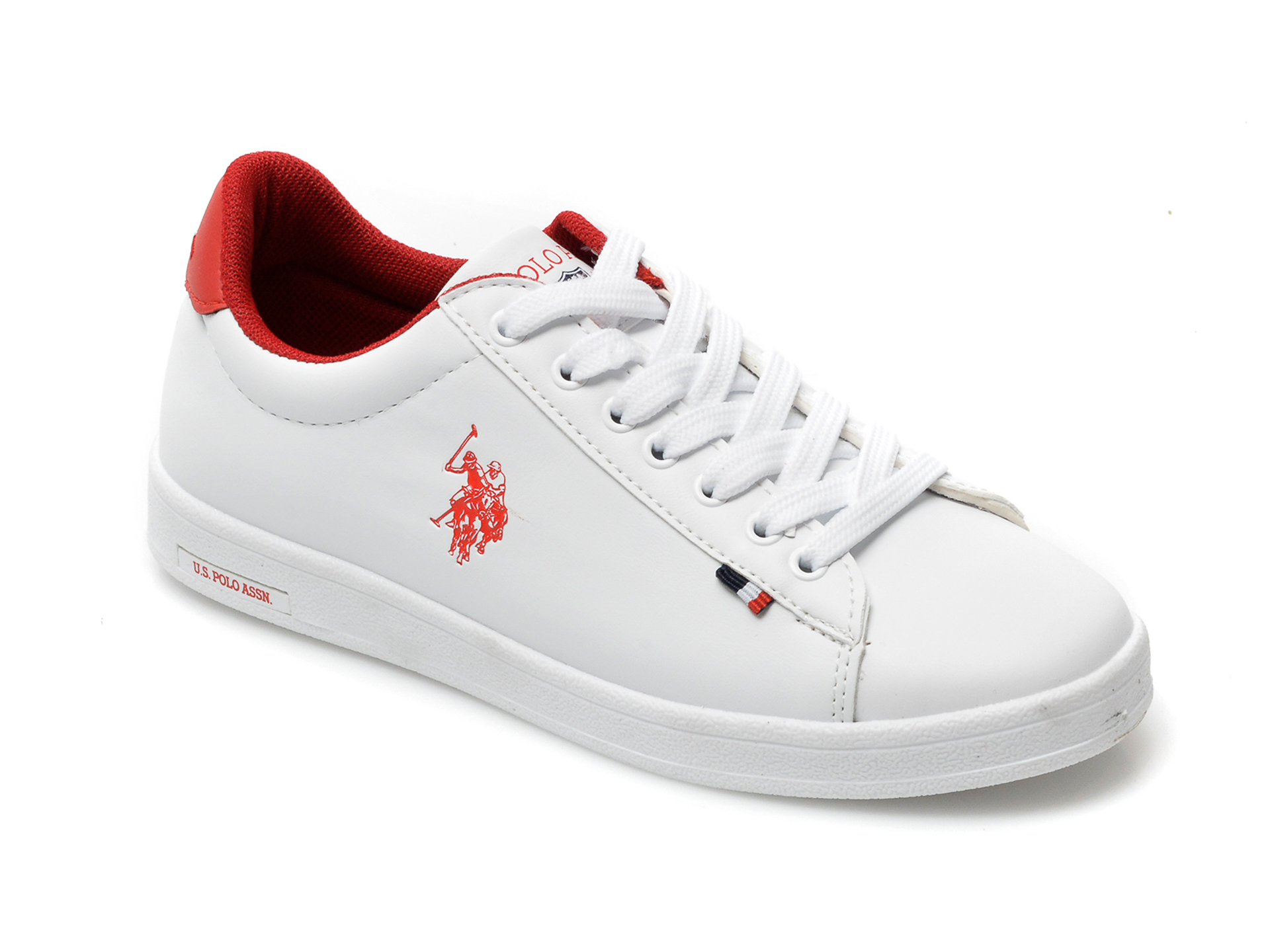 Pantofi sport US POLO ASSN albi, FRAGS2F, din piele ecologica