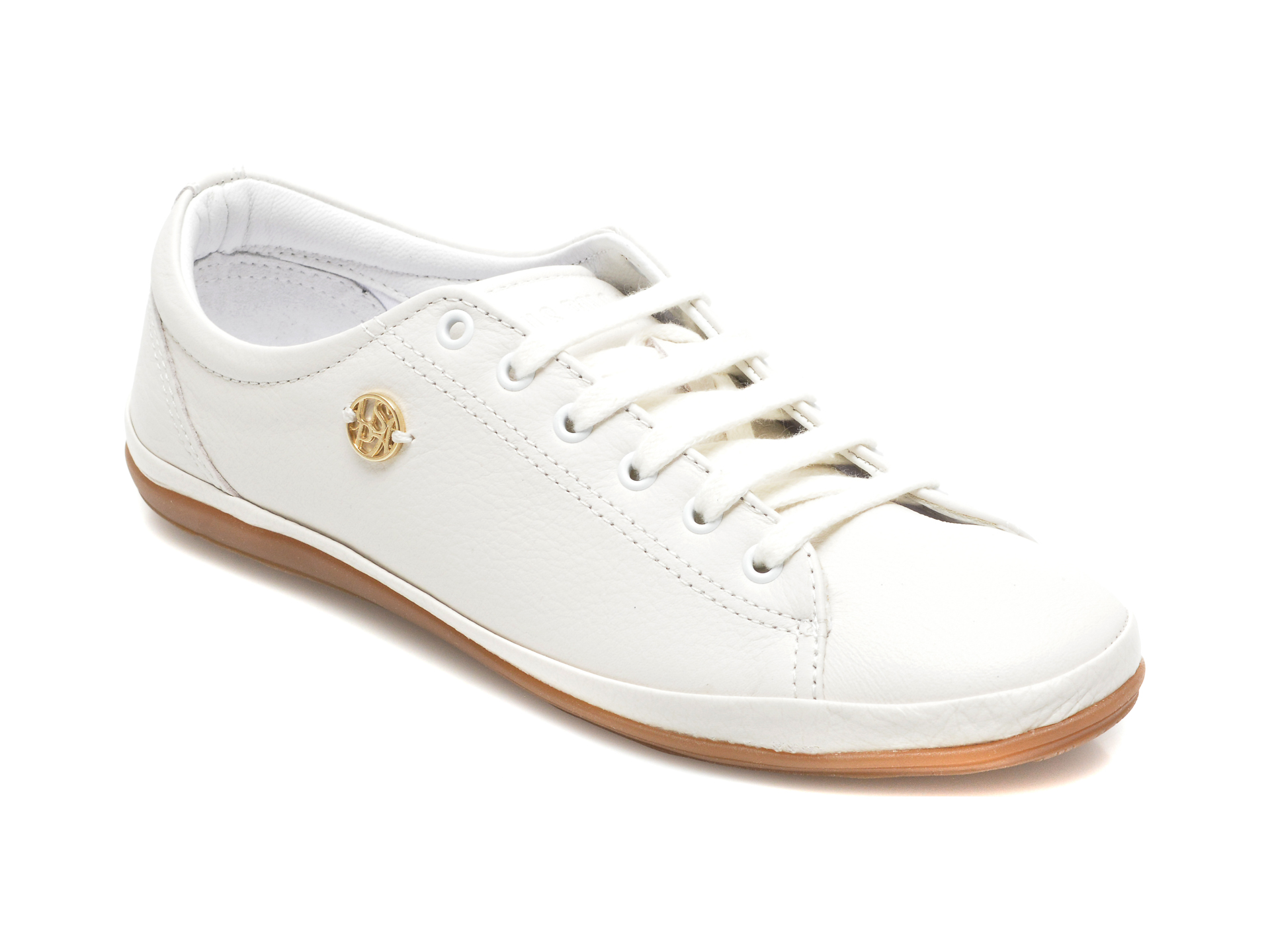 Pantofi sport US POLO ASSN albi, JOJO, din piele naturala otter imagine noua