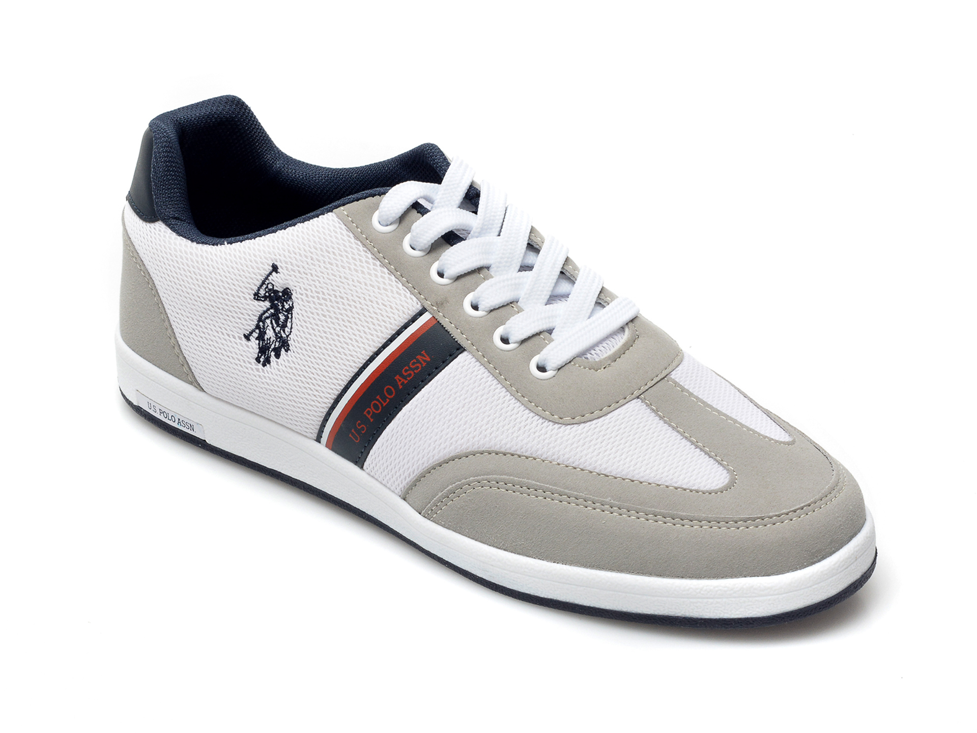 Pantofi sport US POLO ASSN albi, KARE2FX, din material textil si piele ecologica otter.ro