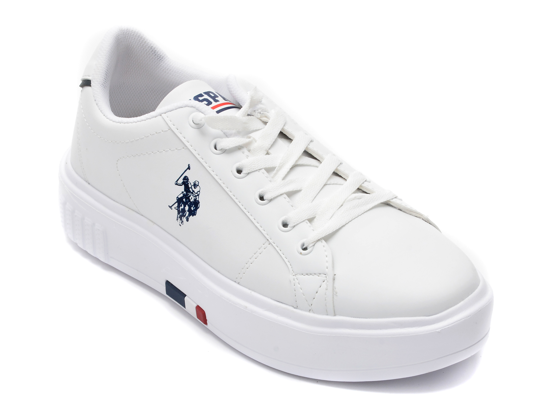 Pantofi sport US POLO ASSN albi, MASH2FX, din piele ecologica otter.ro