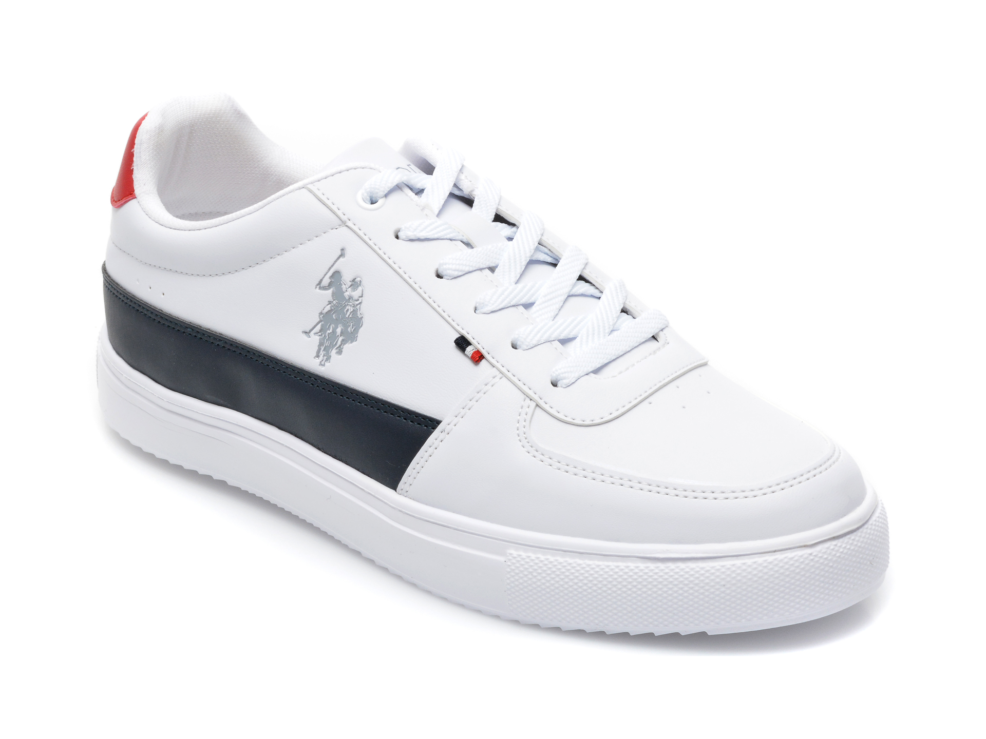 Pantofi sport US POLO ASSN albi, NEDVED, din piele ecologica otter.ro