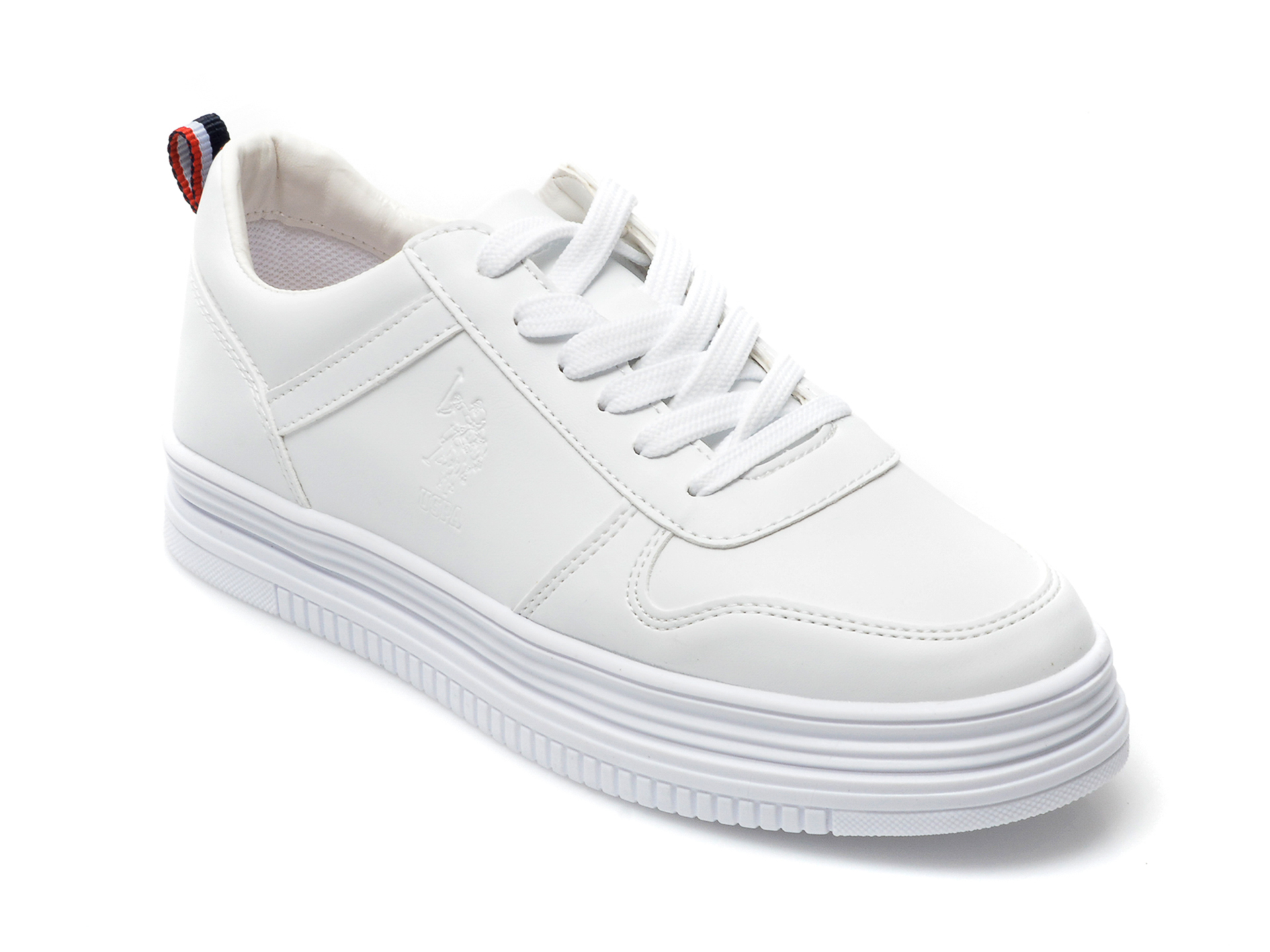 Pantofi sport US POLO ASSN albi, SURI2FX, din piele ecologica otter.ro