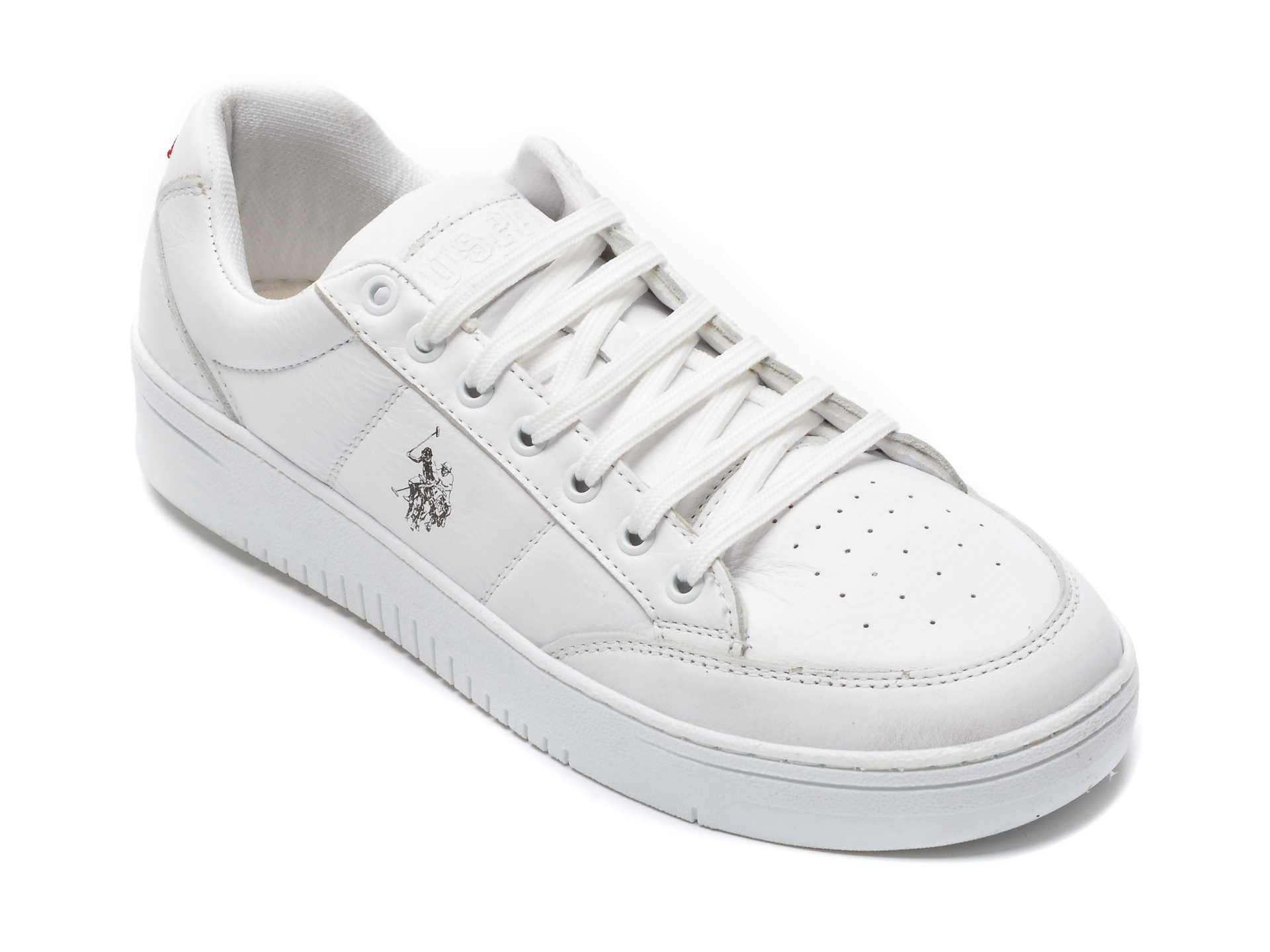 Pantofi sport US POLO ASSN albi, VASI2FX, din piele naturala otter.ro