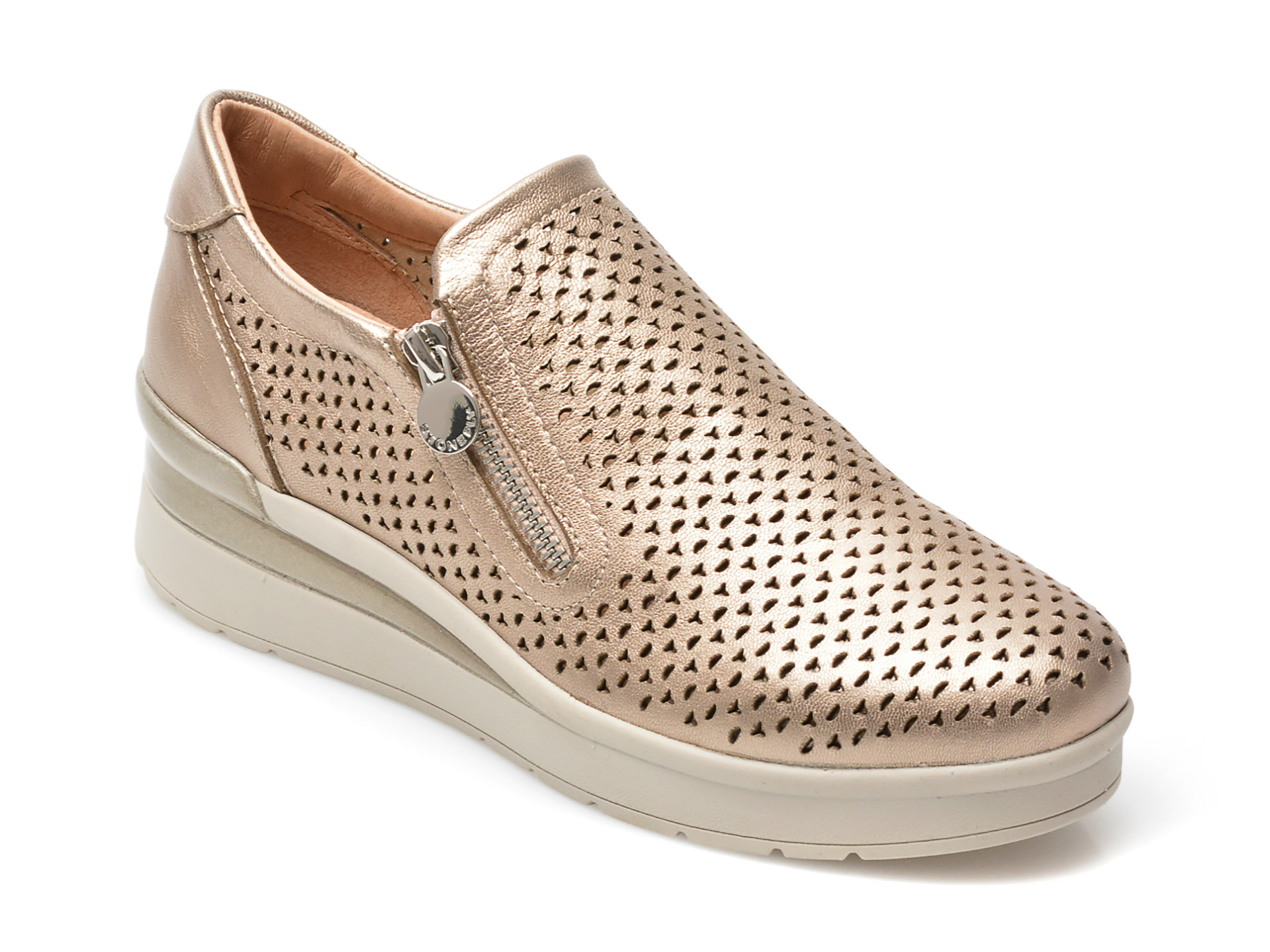 Pantofi STONEFLY aurii, CREAM25, din piele naturala /femei/pantofi