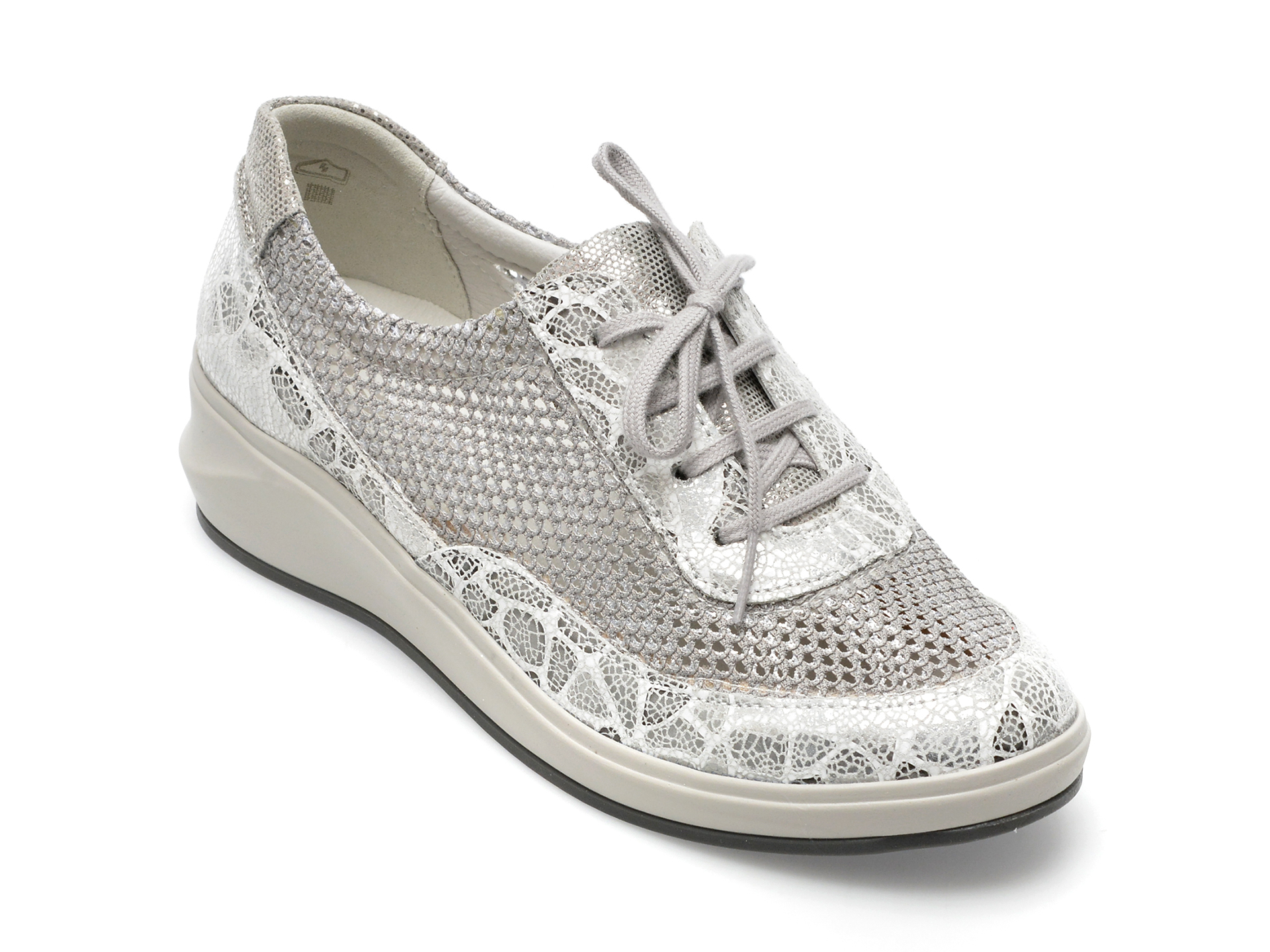 Pantofi SUAVE gri, 13002T, din piele naturala si material textil /femei/pantofi