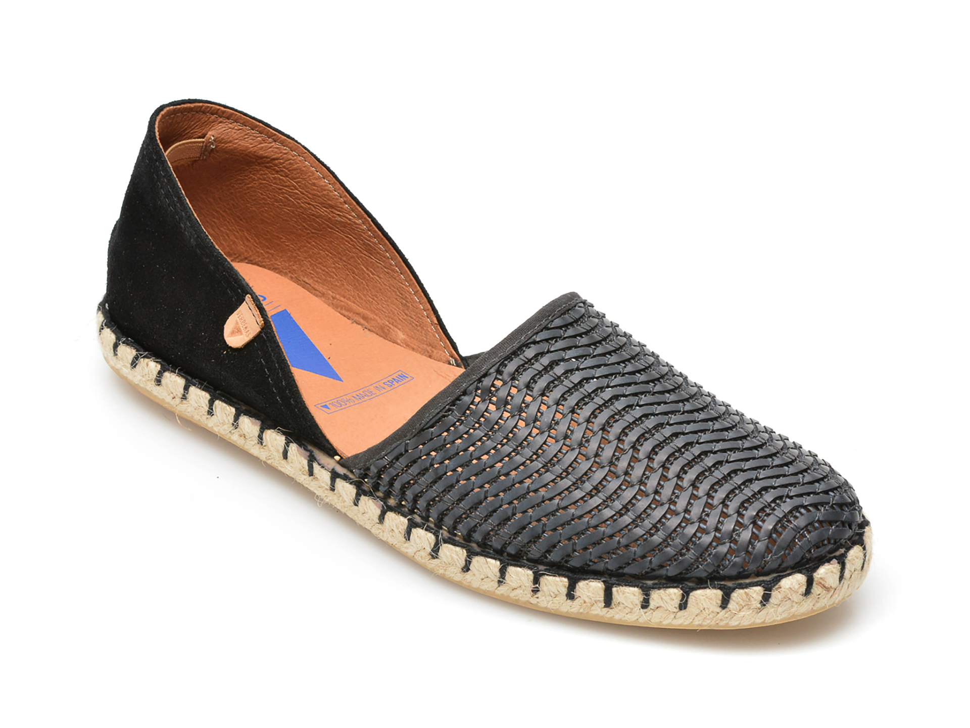 Pantofi VERBENAS negri, CRM0102, din material textil si piele intoarsa otter.ro