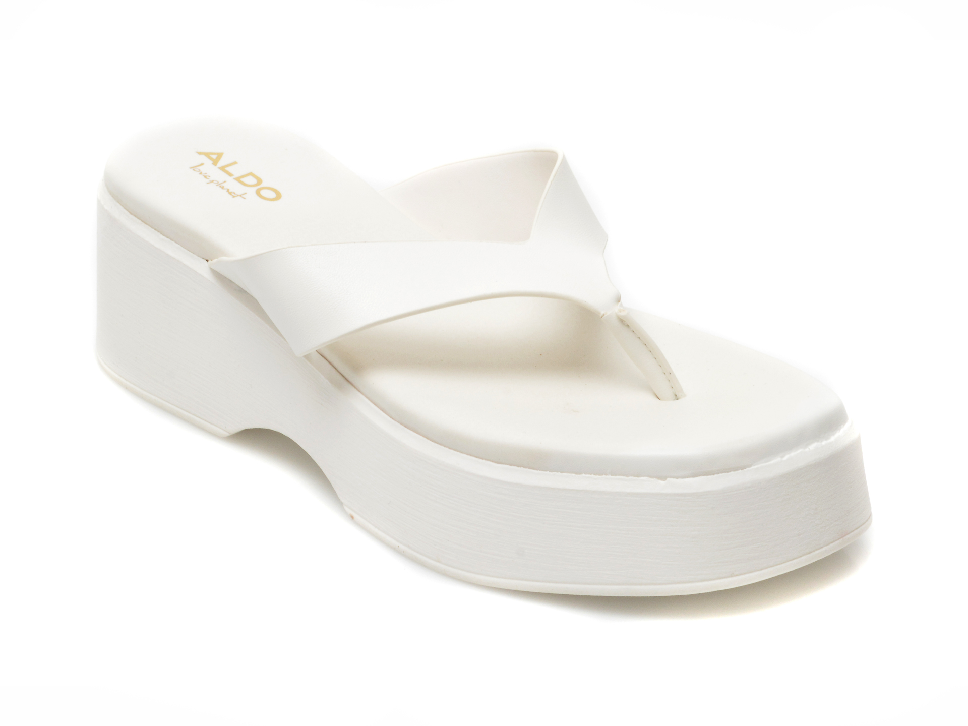 Papuci ALDO albe, DELPHY115, din piele ecologica Aldo