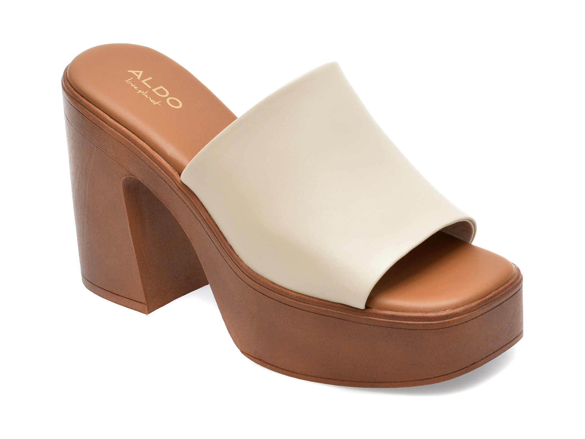 Papuci ALDO albi, MAYSEE110, din piele naturala /femei/slapi imagine super redus 2022