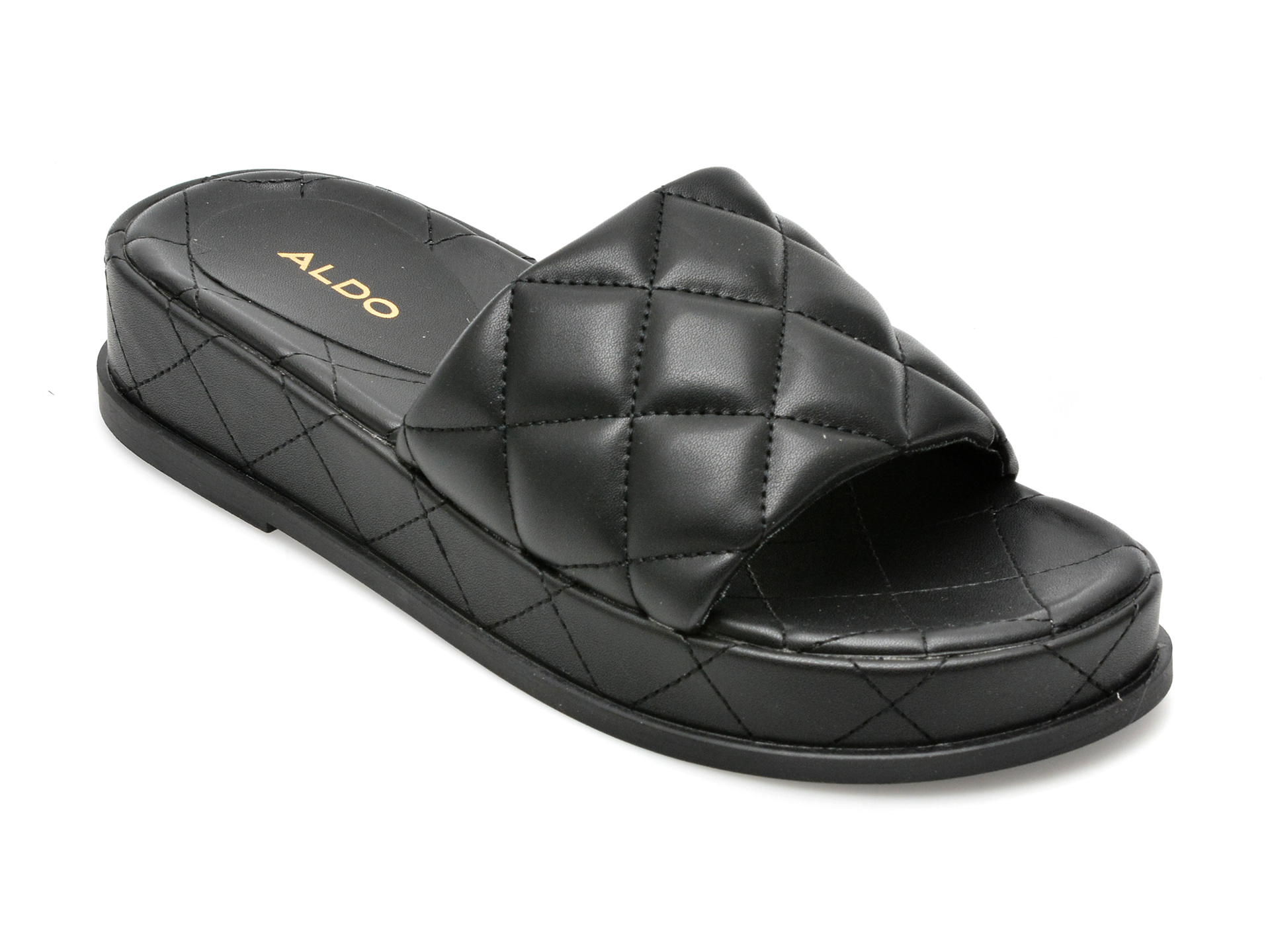 Papuci ALDO negre, CARREAUX001, din piele ecologica imagine reduceri black friday 2021 Aldo