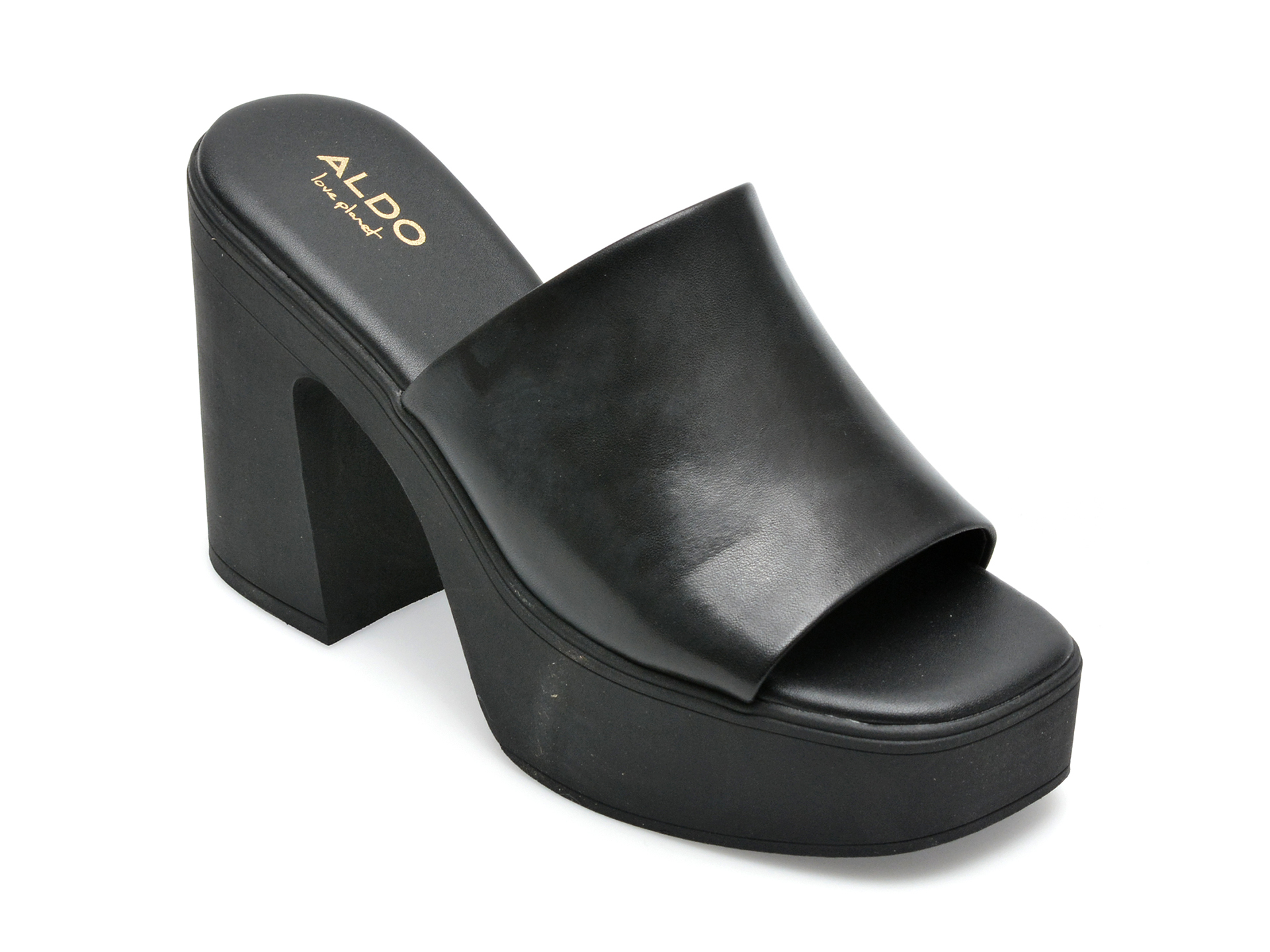 Papuci ALDO negre, MAYSEE007, din piele naturala /femei/papuci