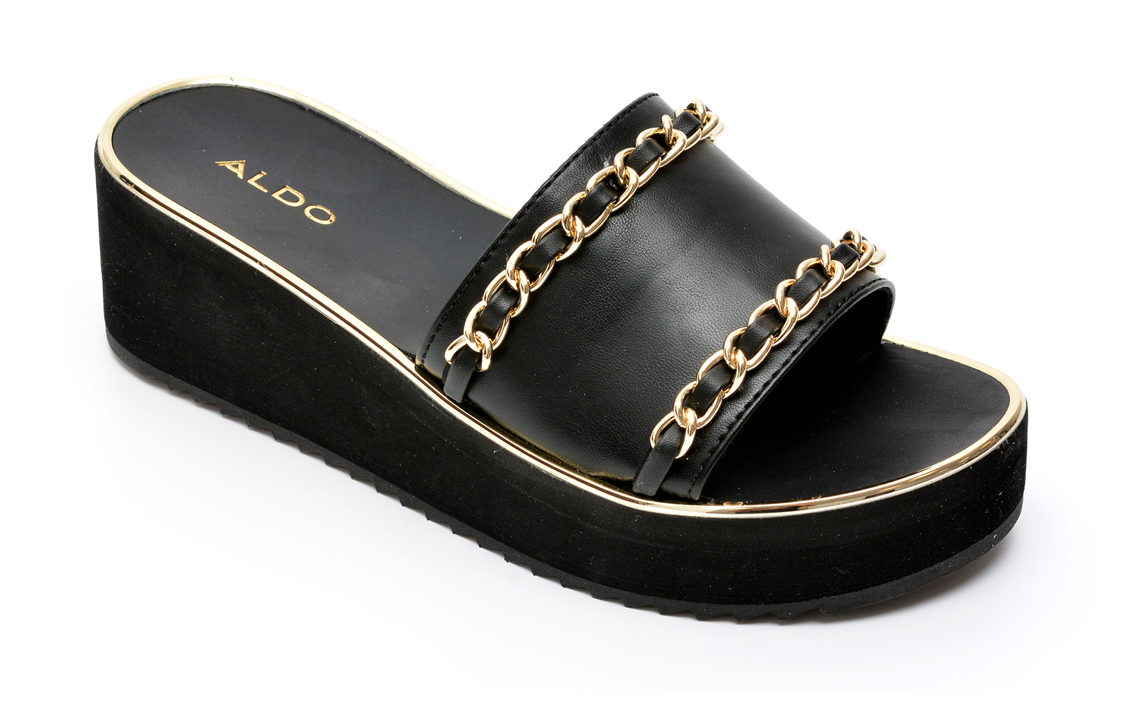 Papuci ALDO negri, KAERRATLAN001, din piele ecologica Aldo