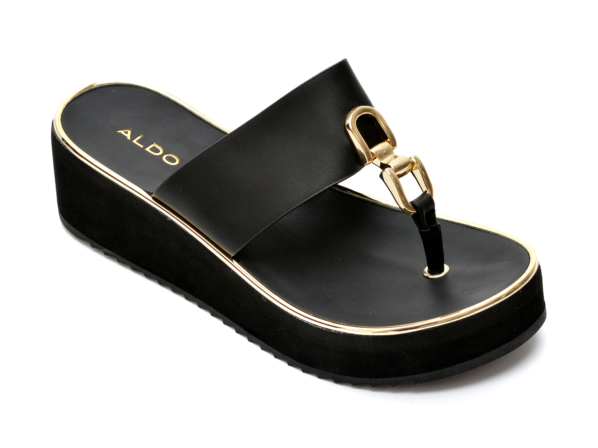 Papuci ALDO negri, TOEA001, din piele ecologica