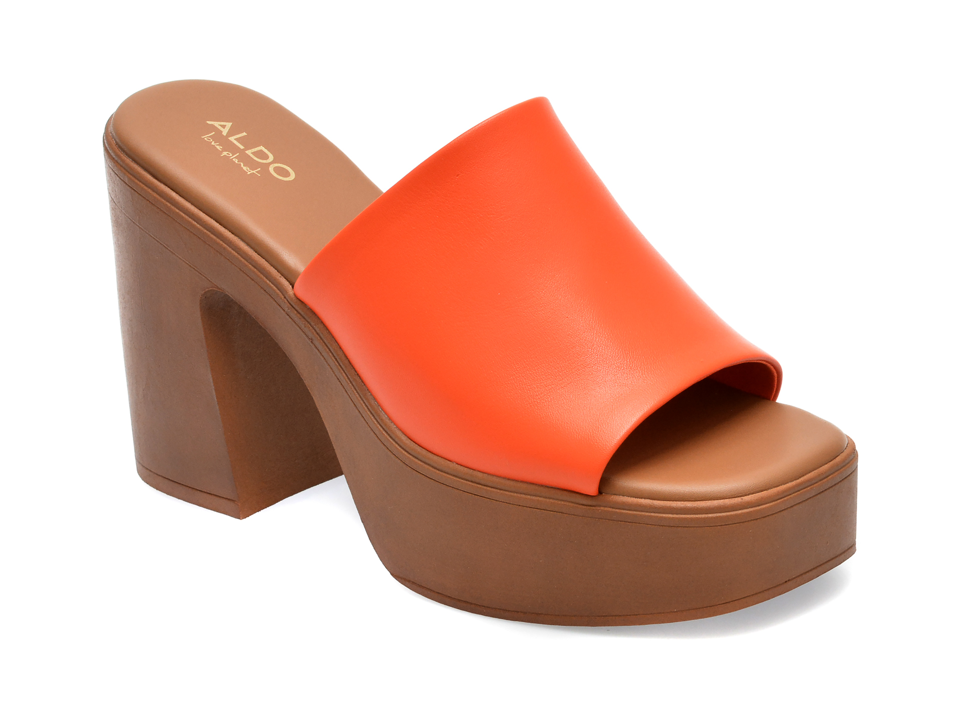 Papuci ALDO portocalii, MAYSEE820, din piele naturala /femei/papuci imagine noua