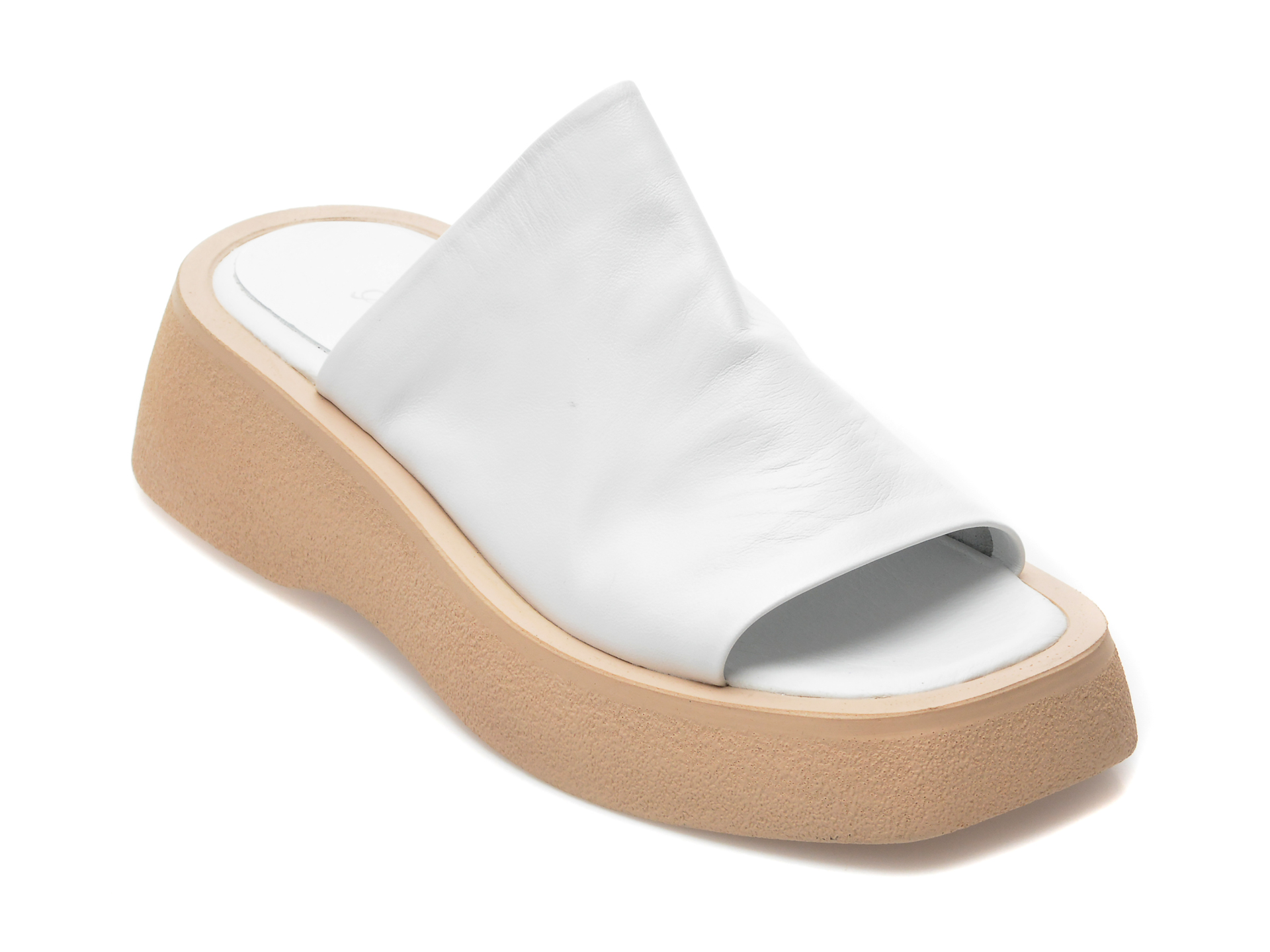 Papuci ANNA LUCCI albi, 3017, din piele naturala /femei/papuci