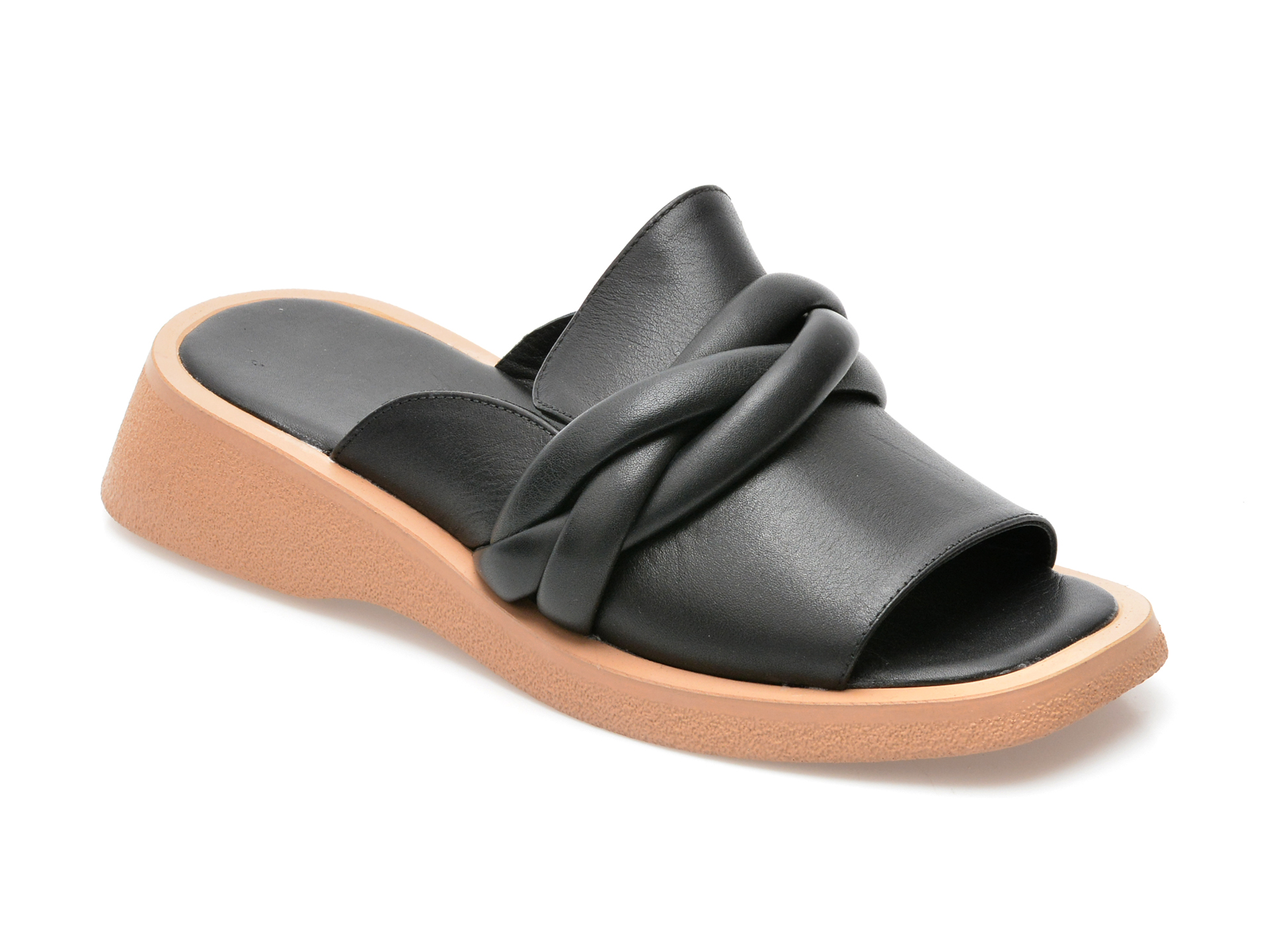 Papuci ANNA LUCCI negri, 30011, din piele naturala /femei/papuci imagine noua