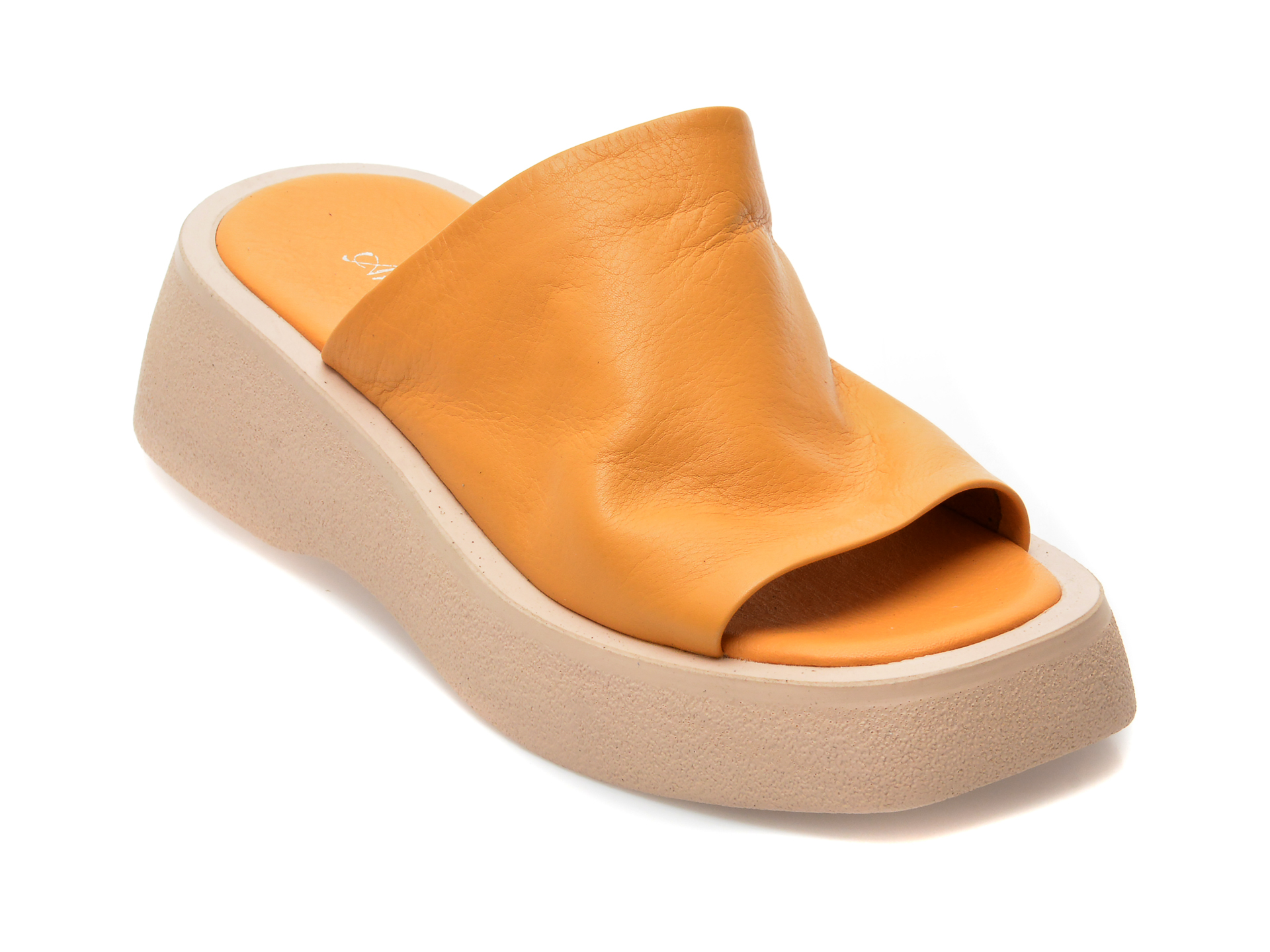 Papuci ANNA LUCCI portocalii, 3017, din piele naturala /femei/papuci imagine noua
