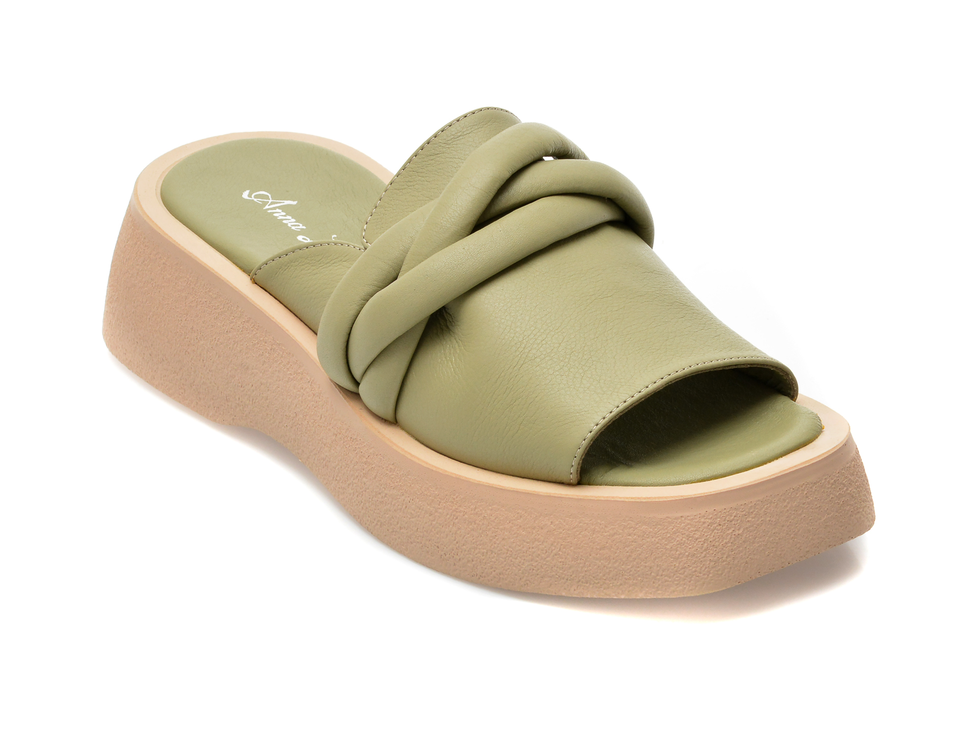 Papuci ANNA LUCCI verzi, 3001, din piele naturala /femei/papuci imagine noua