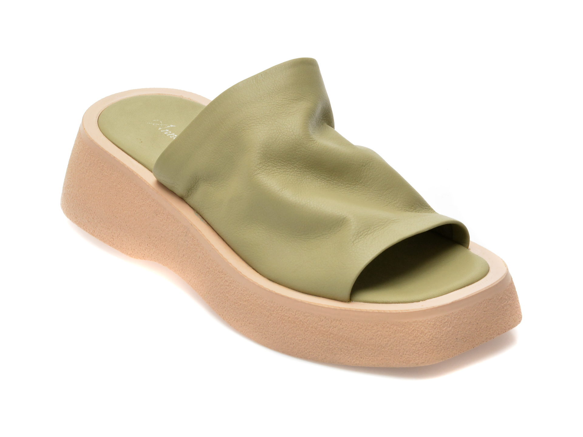 Papuci ANNA LUCCI verzi, 3017, din piele naturala /femei/papuci imagine noua
