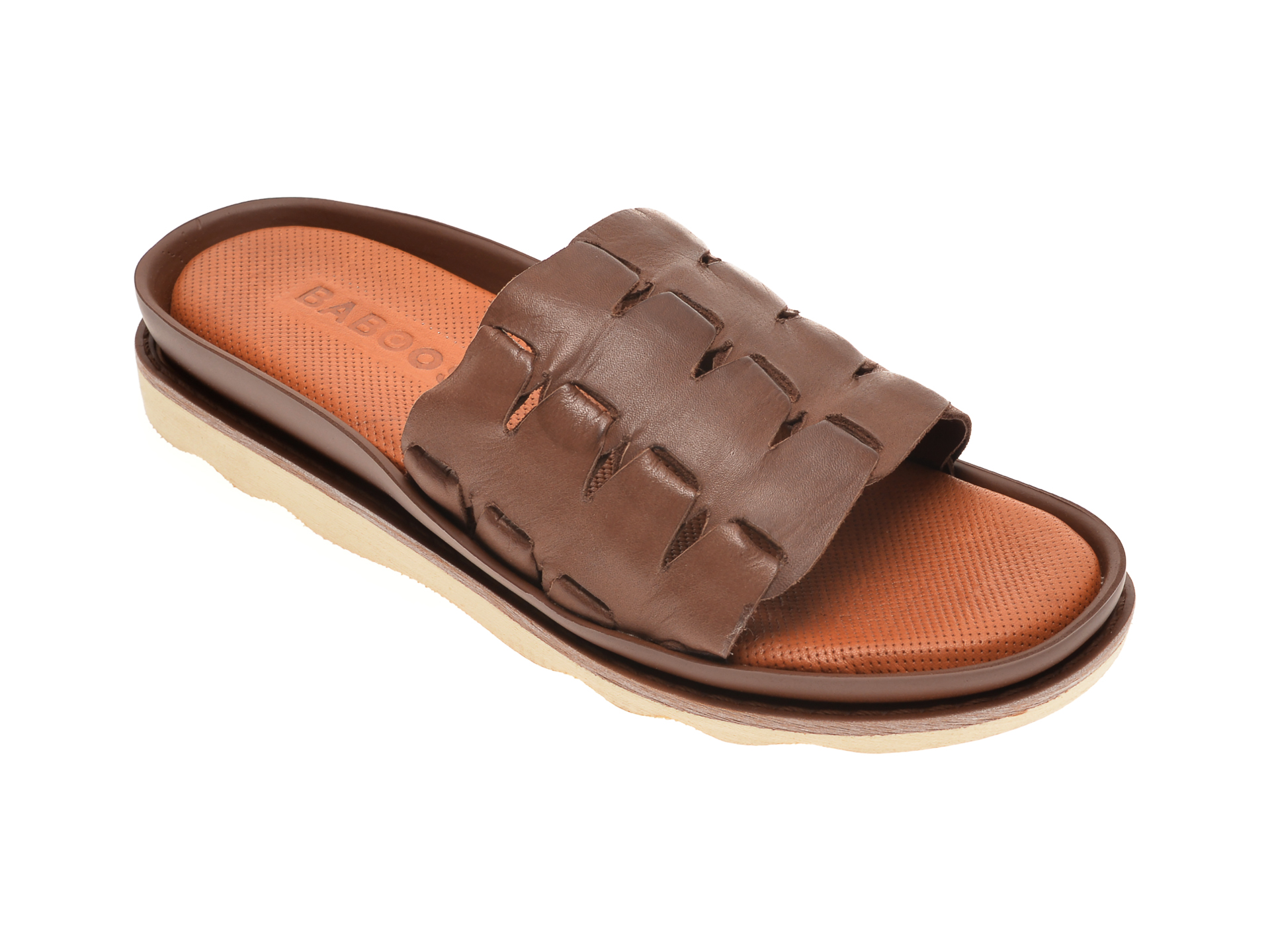 Papuci BABOOS maro, 0407, din piele naturala